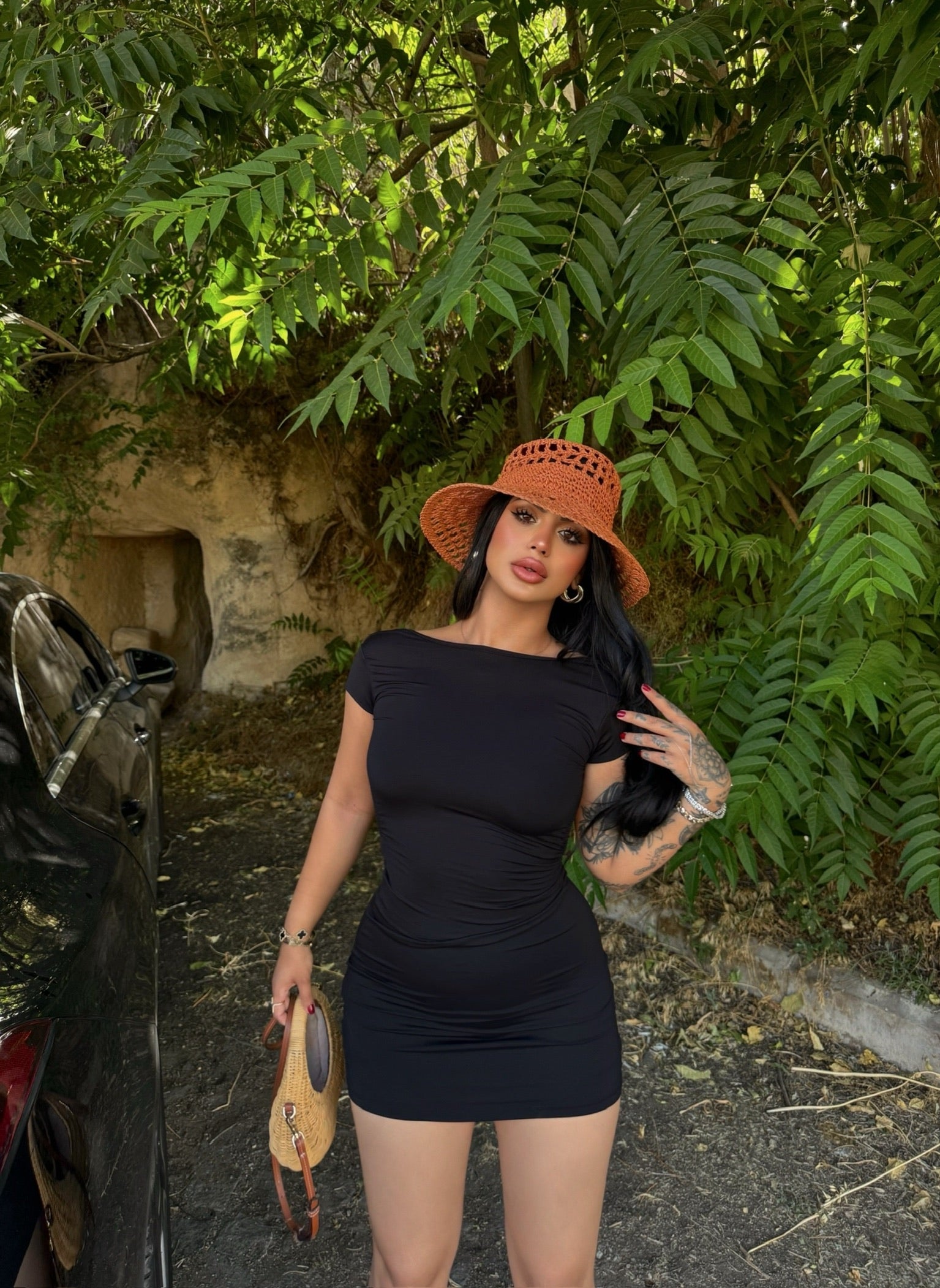Black Backless Scuba Dress