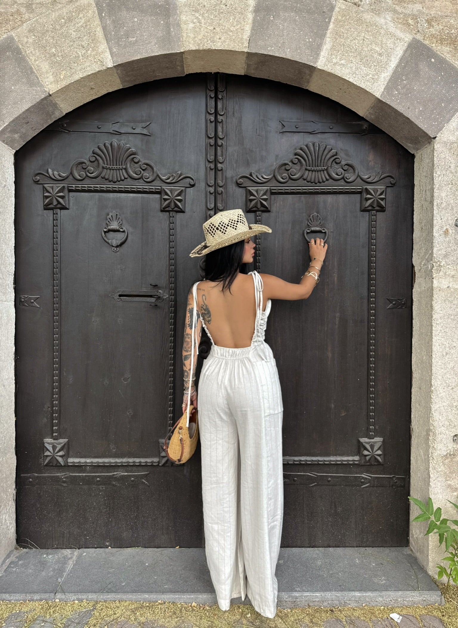 Backless Linen Jumpsuit