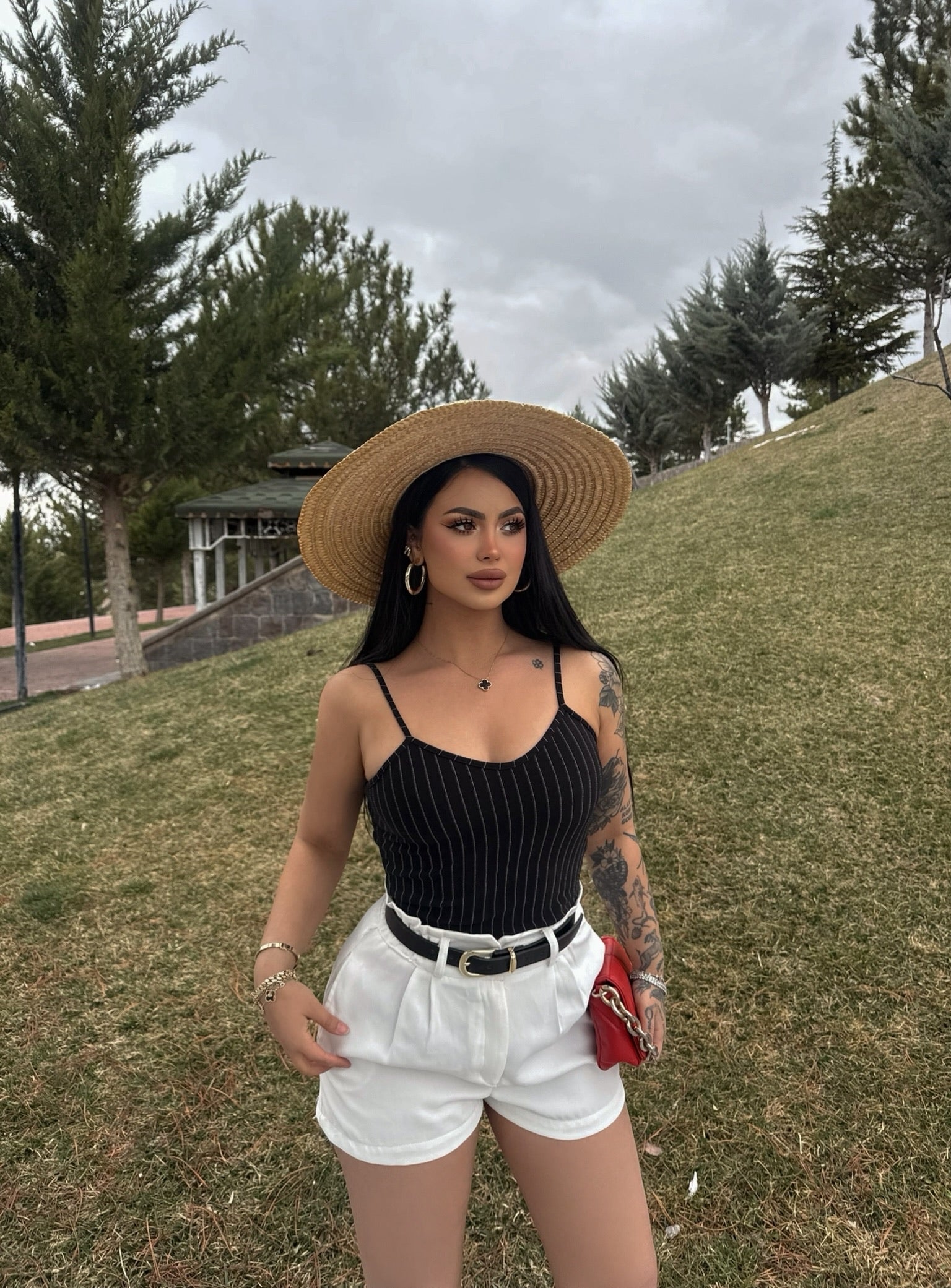 Black Strappy Striped Bustier