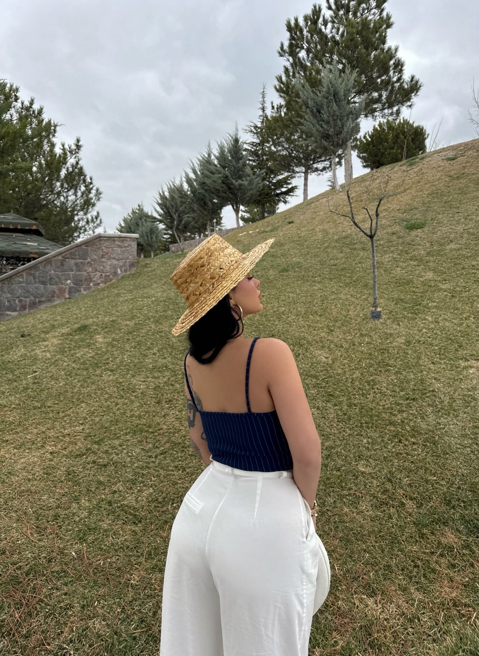 Navy Strappy Striped Bustier