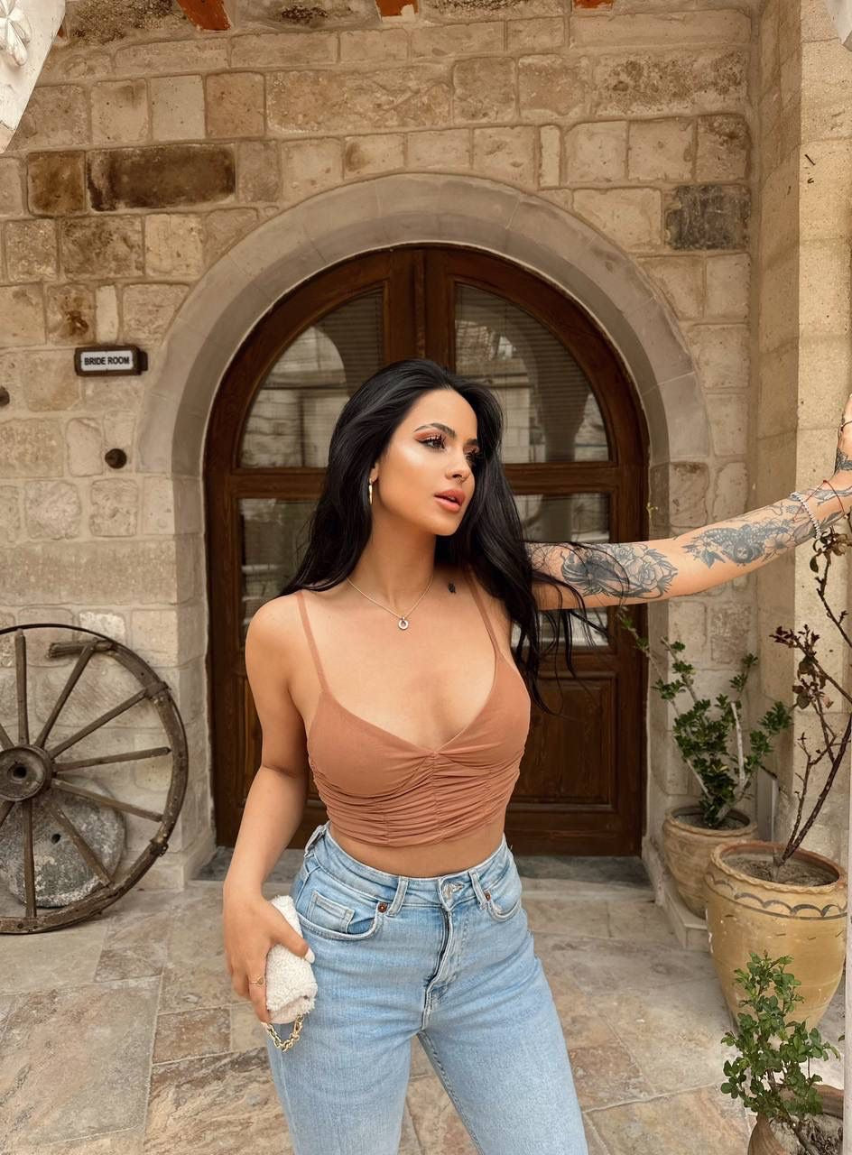 Strappy Front Ruched Crop Top