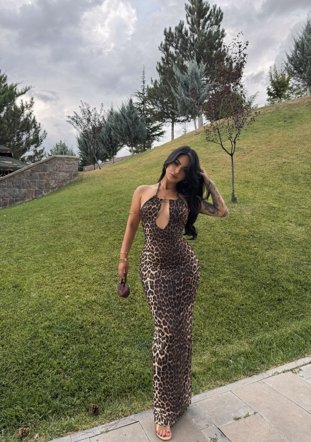 Leopard Chest Cutout Dress