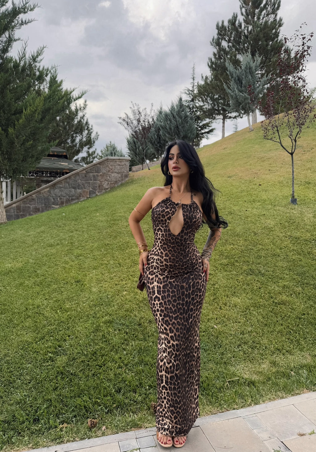 Leopard Chest Cutout Dress