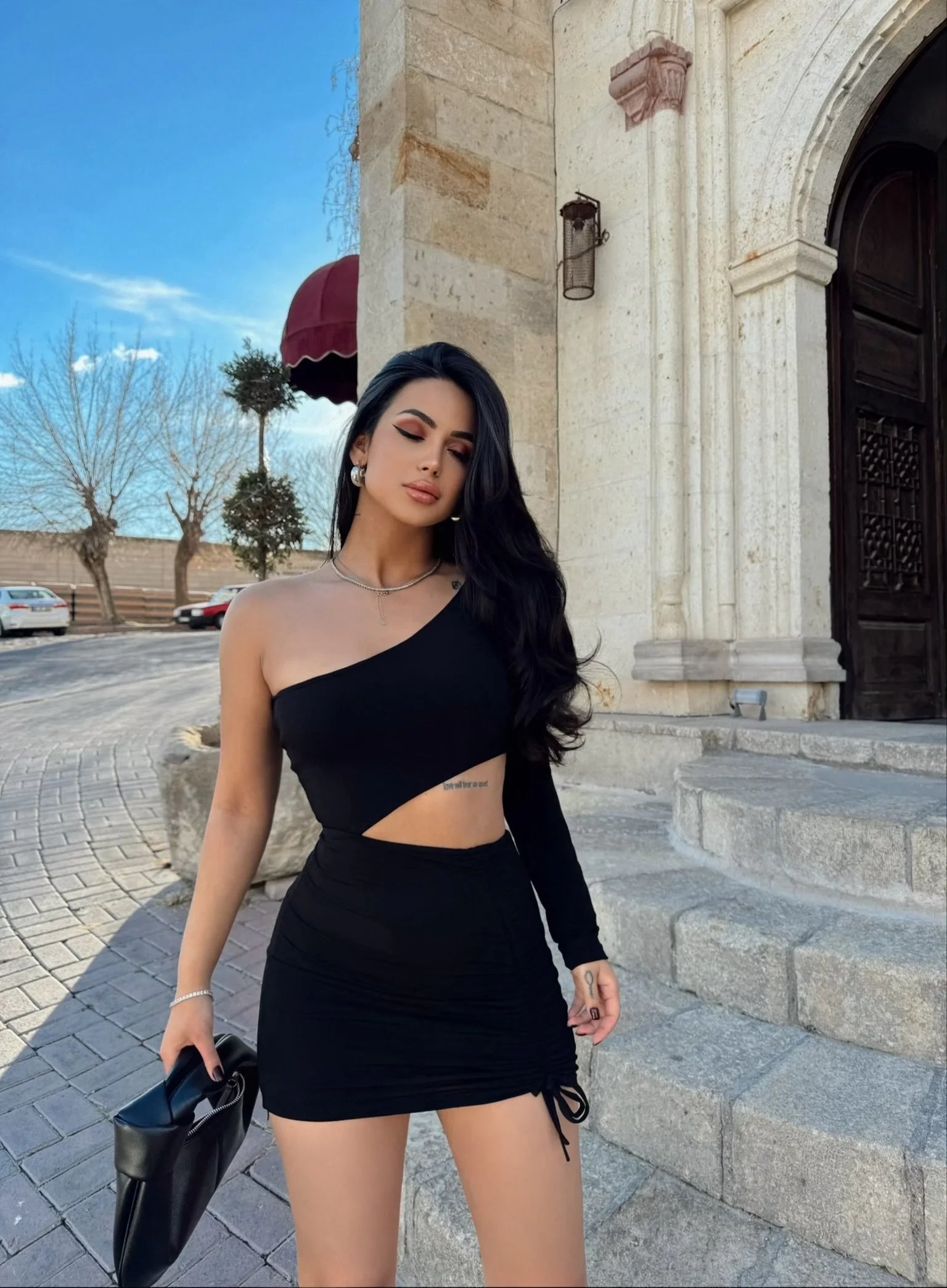One-Shoulder Ruched Dress