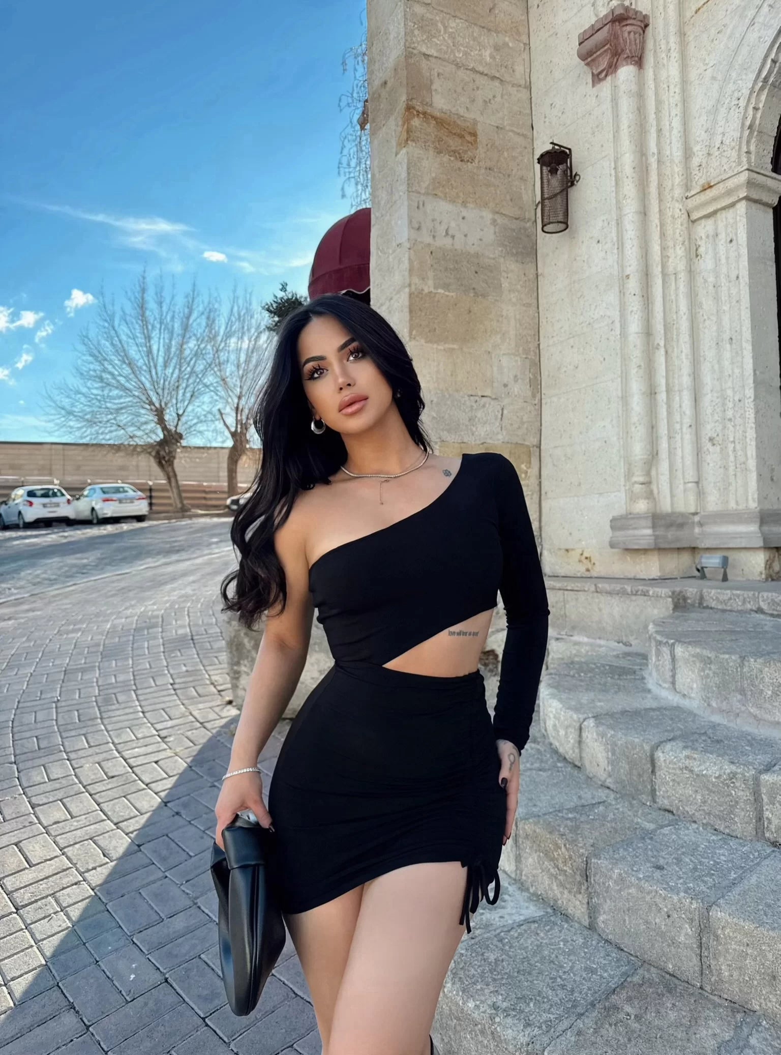 One-Shoulder Ruched Dress