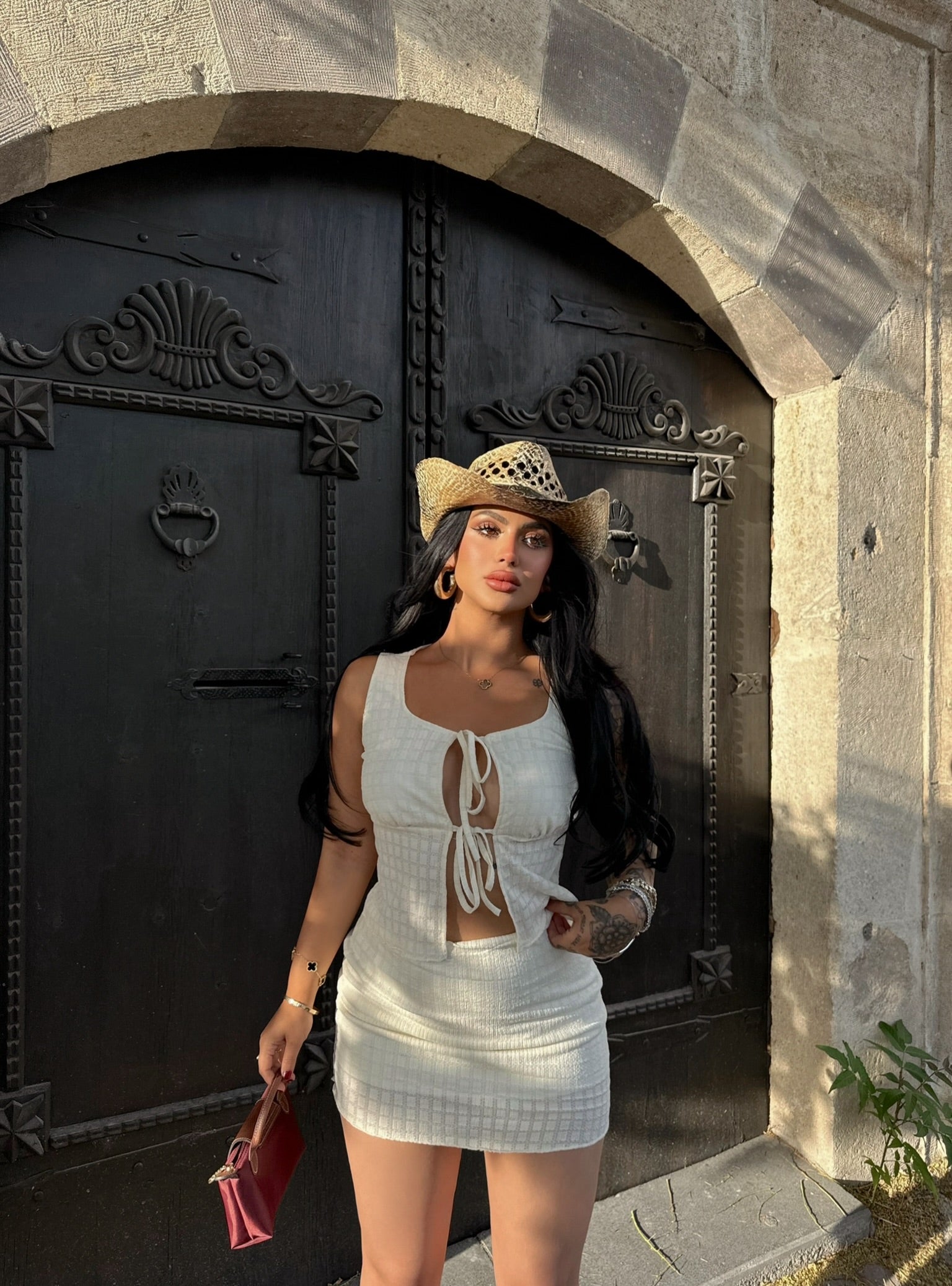 Front Tie Vest Set