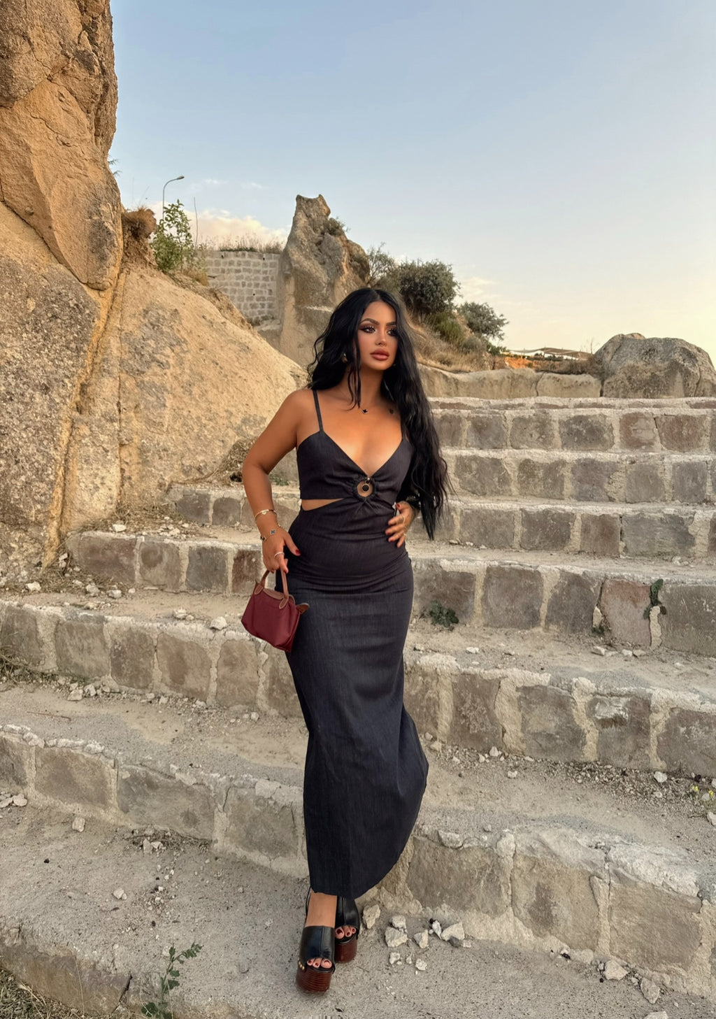 Chest Ring Denim Dress