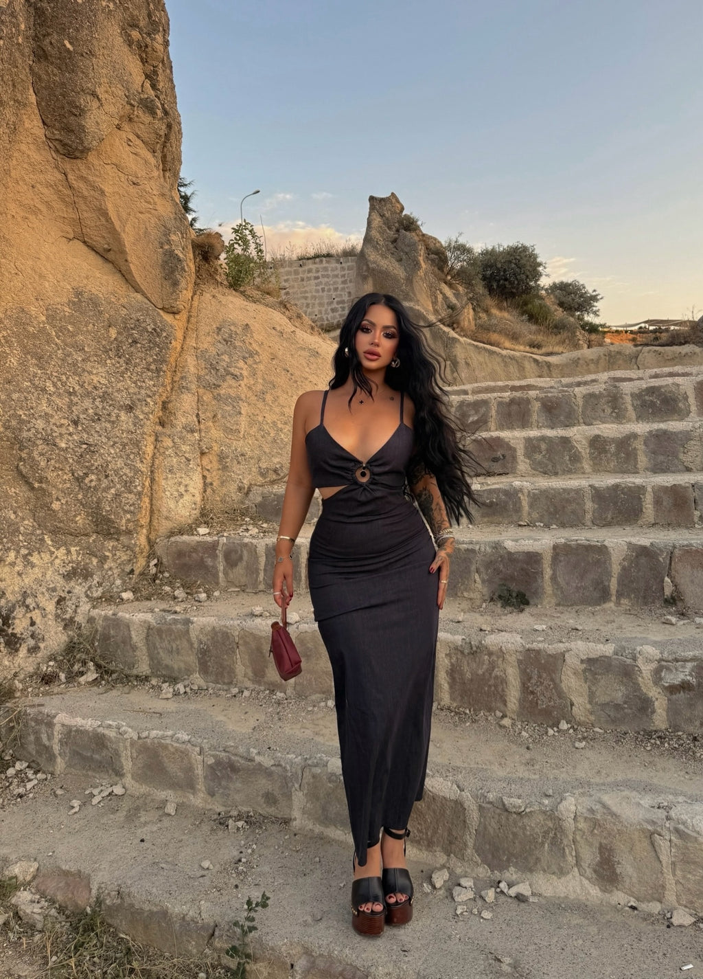 Chest Ring Denim Dress