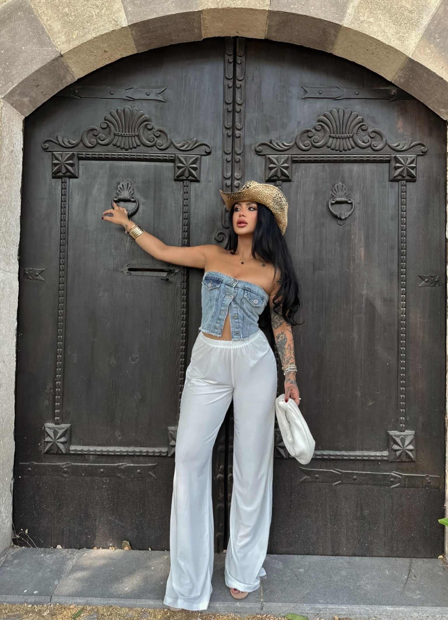White Wide Leg Basic Pants