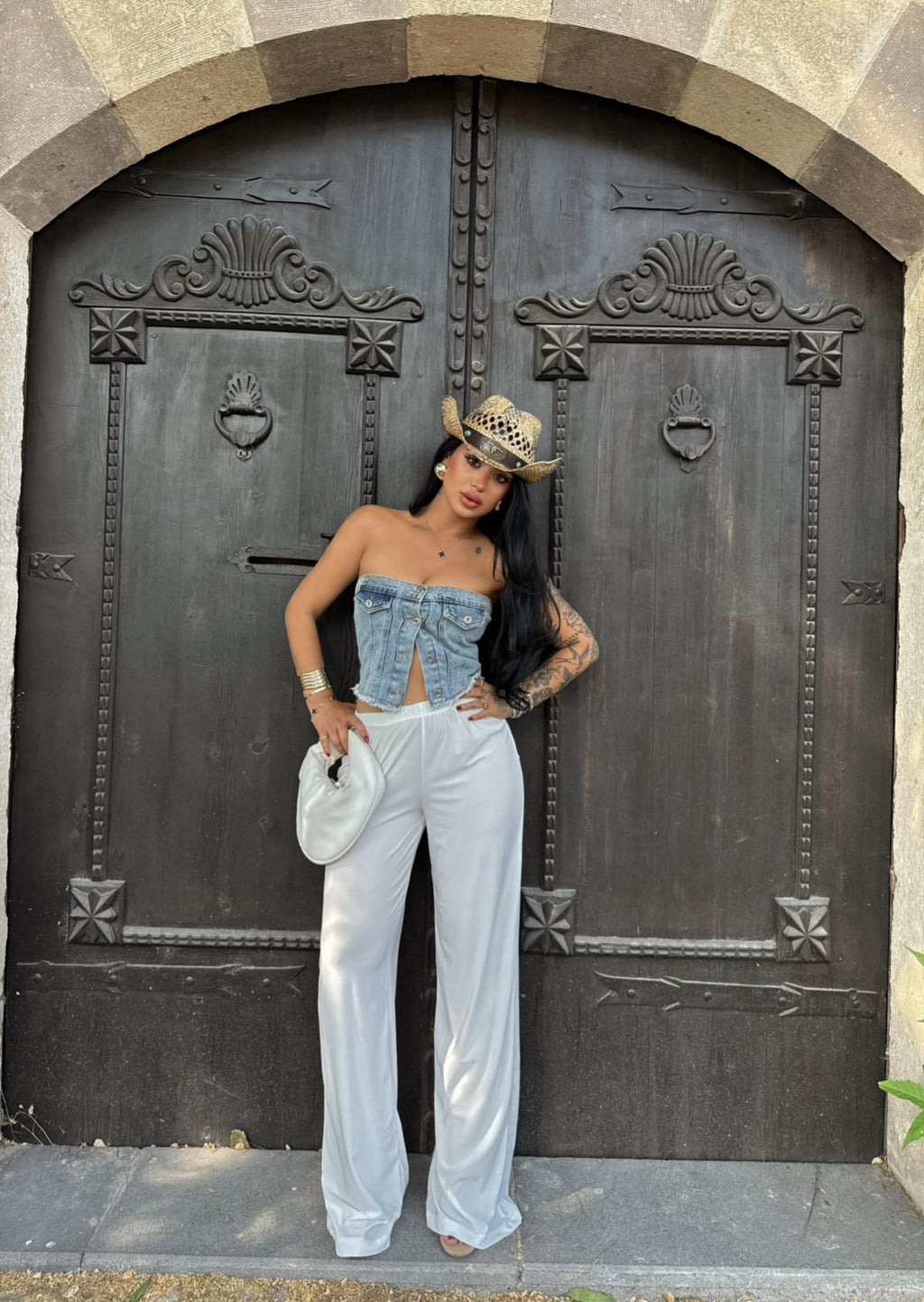 White Wide Leg Basic Pants