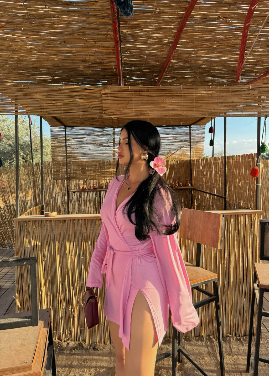 Pink Front Tie Basic Pareo
