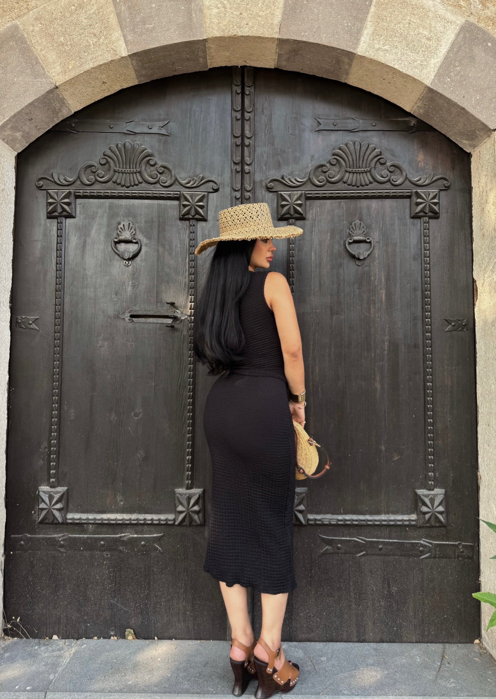 Black One-Shoulder Skirted Set
