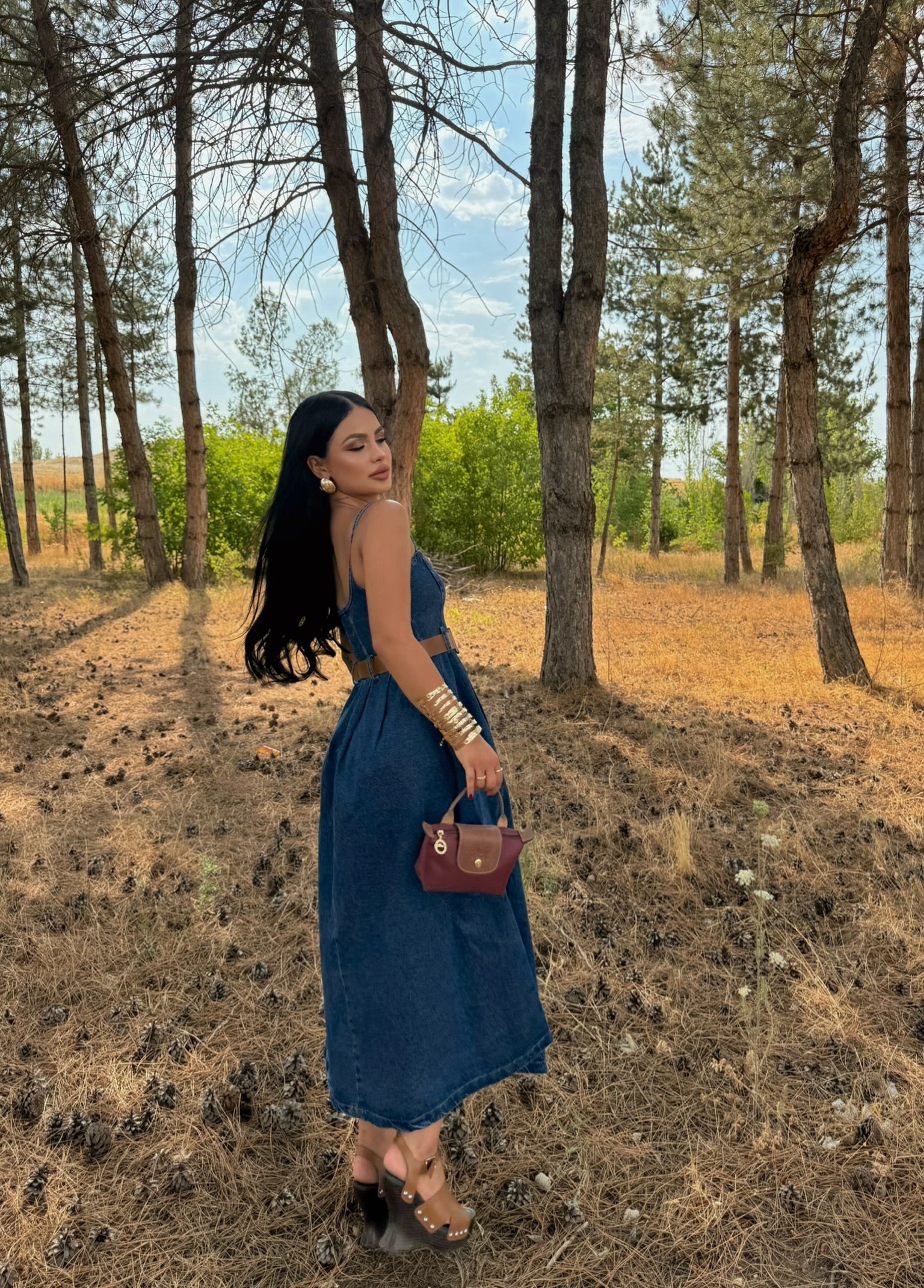 Waist Belted Denim Dress