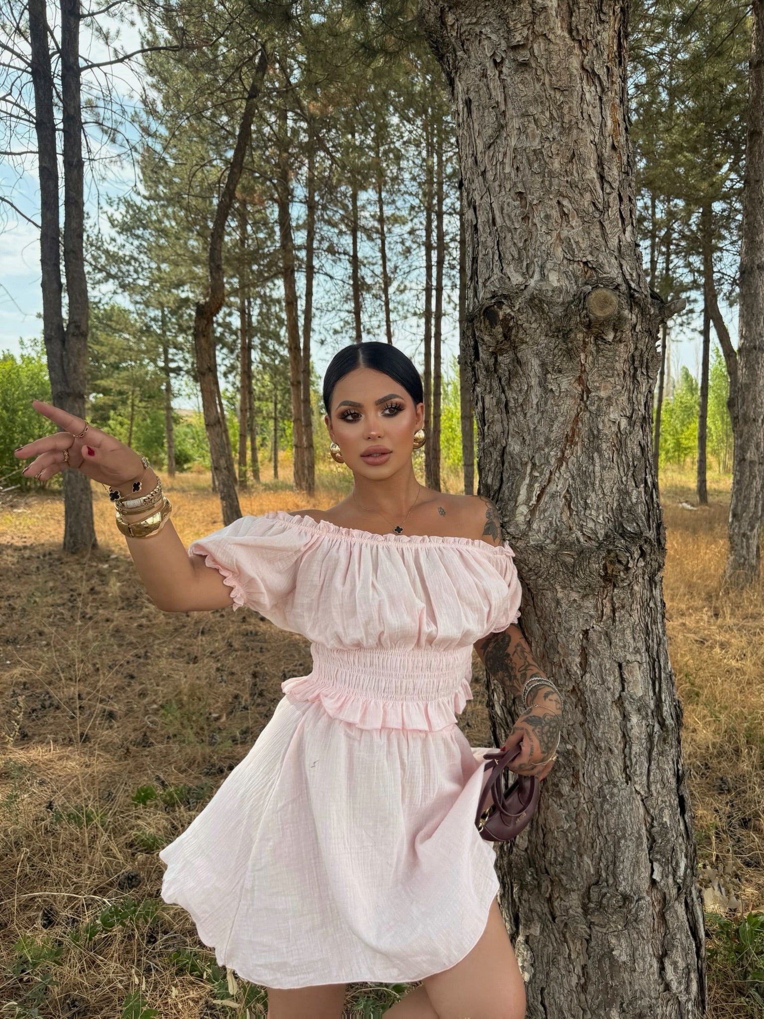 Powder Madonna Skirt Two-Piece Set