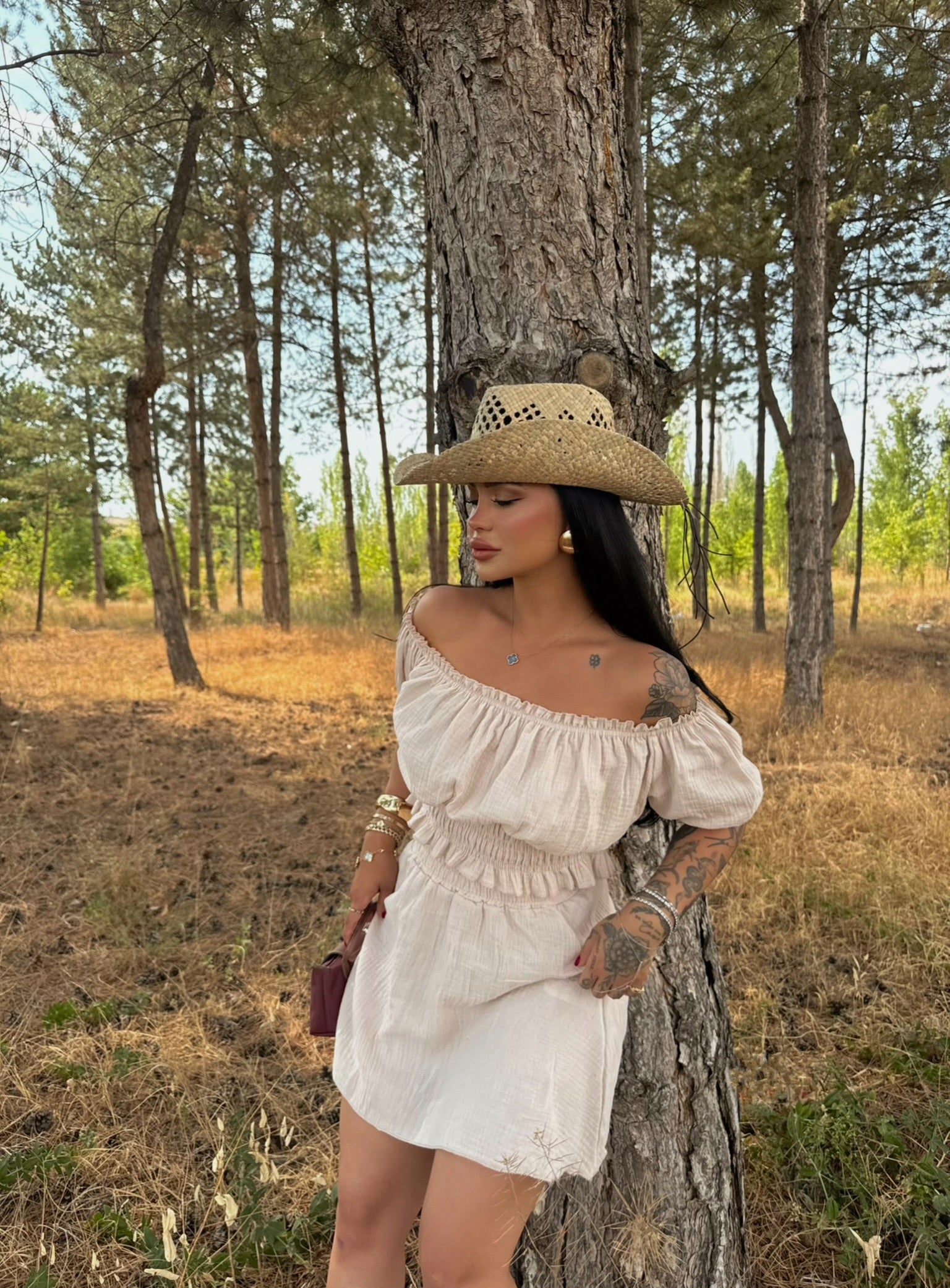 Beige Madonna Skirt Two-Piece Set