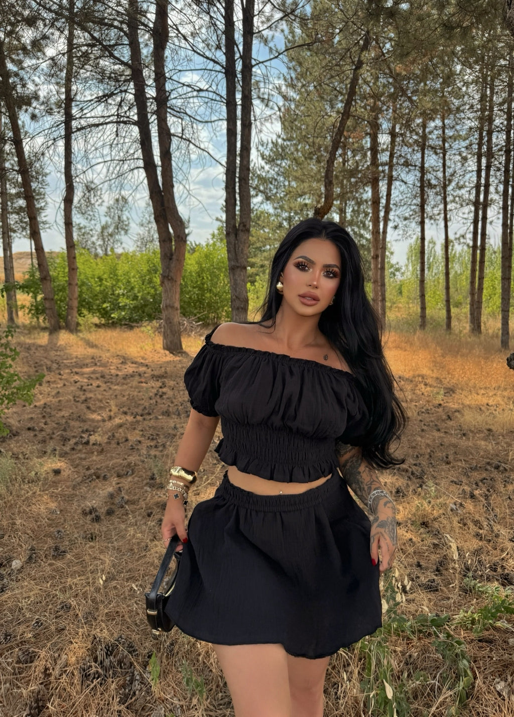 Black Madonna Skirt Two-Piece Set