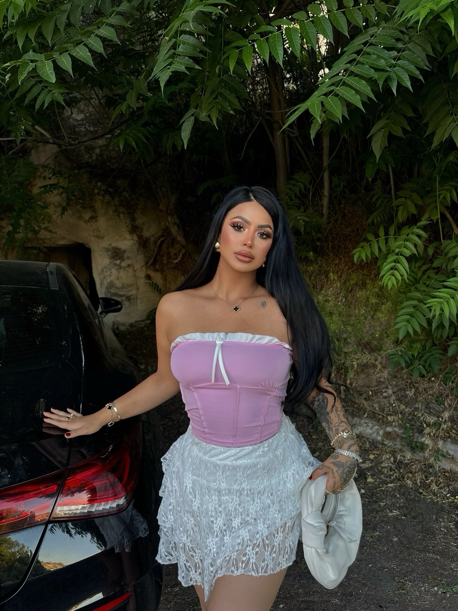 Pink Zip Neck Scuba Crop Top