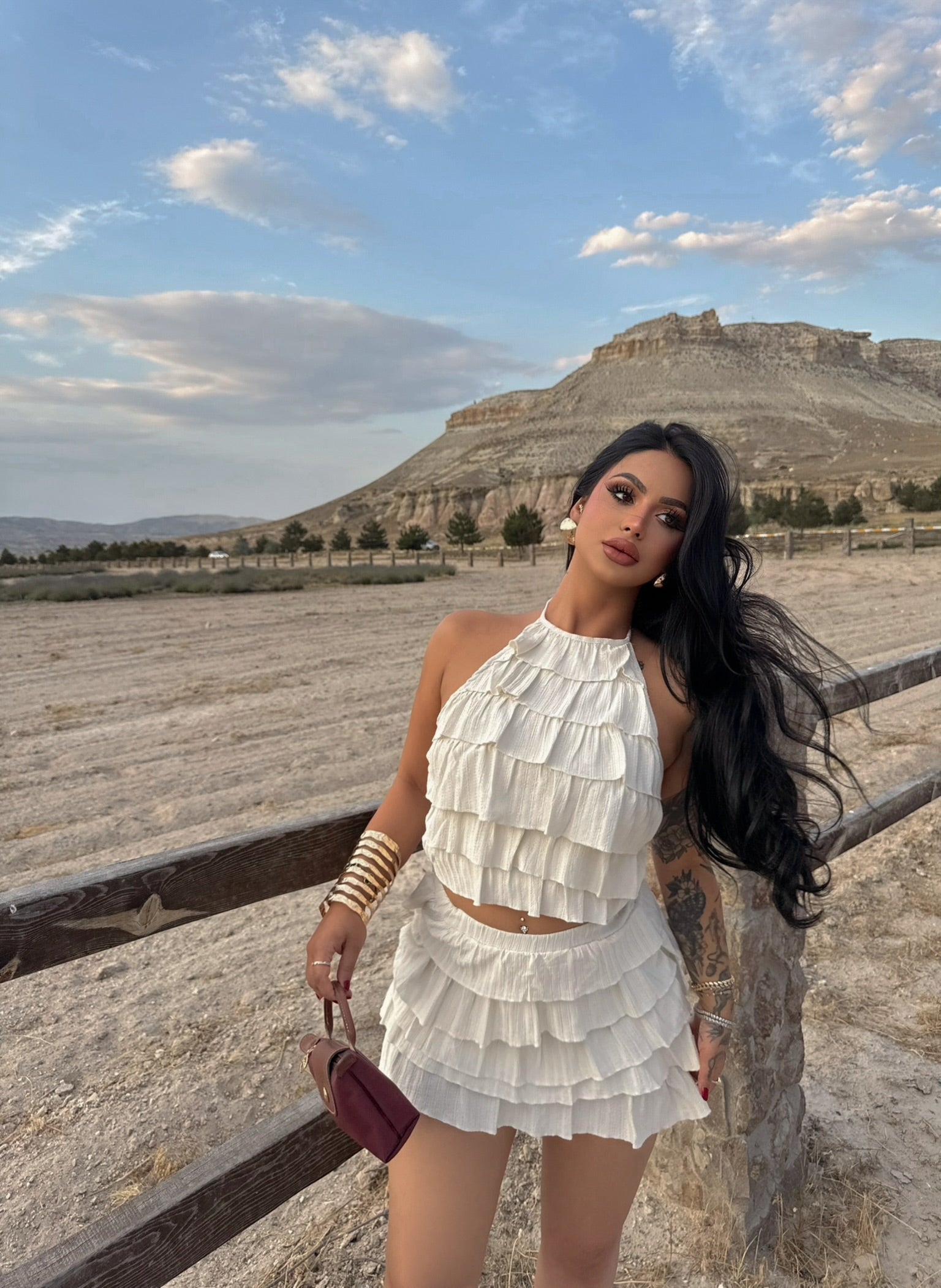 Flare Ruffled Two-Piece Set