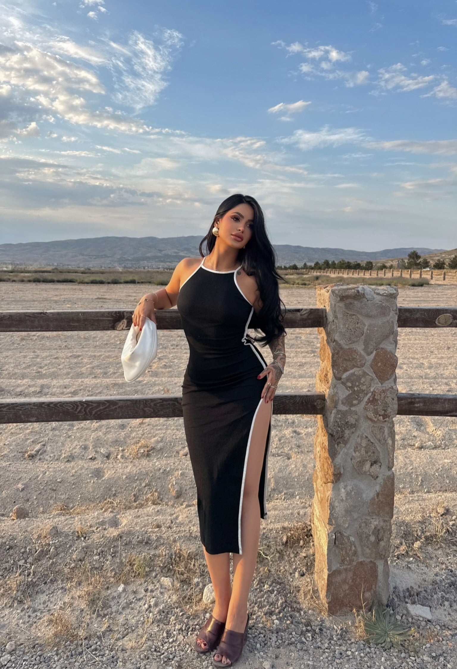 Piped Ribbed Dress