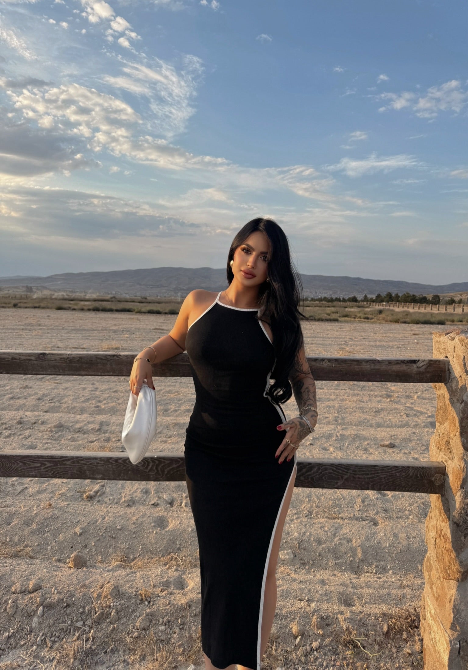 Piped Ribbed Dress