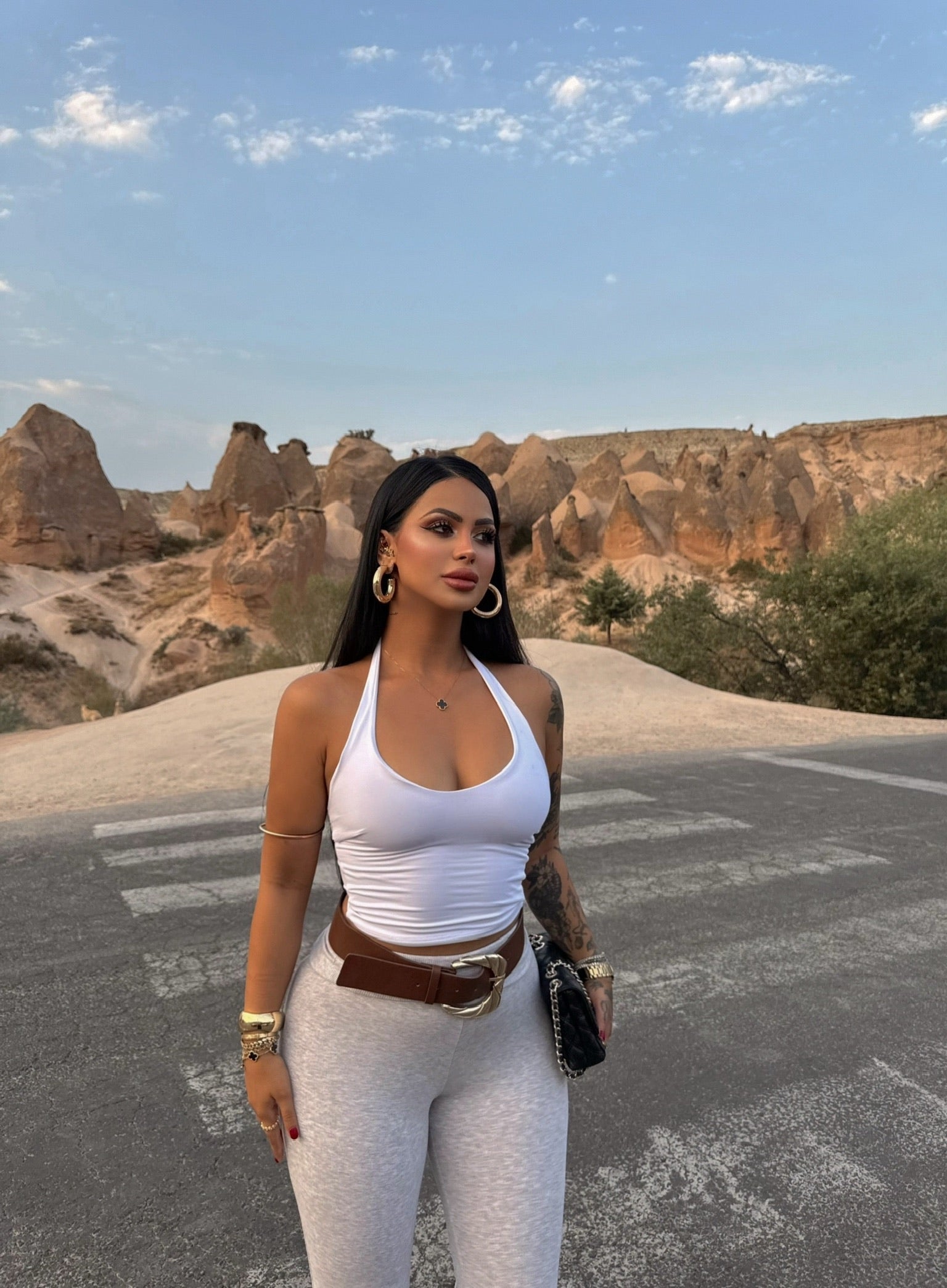 White Halter Neck Polyamide Crop Top
