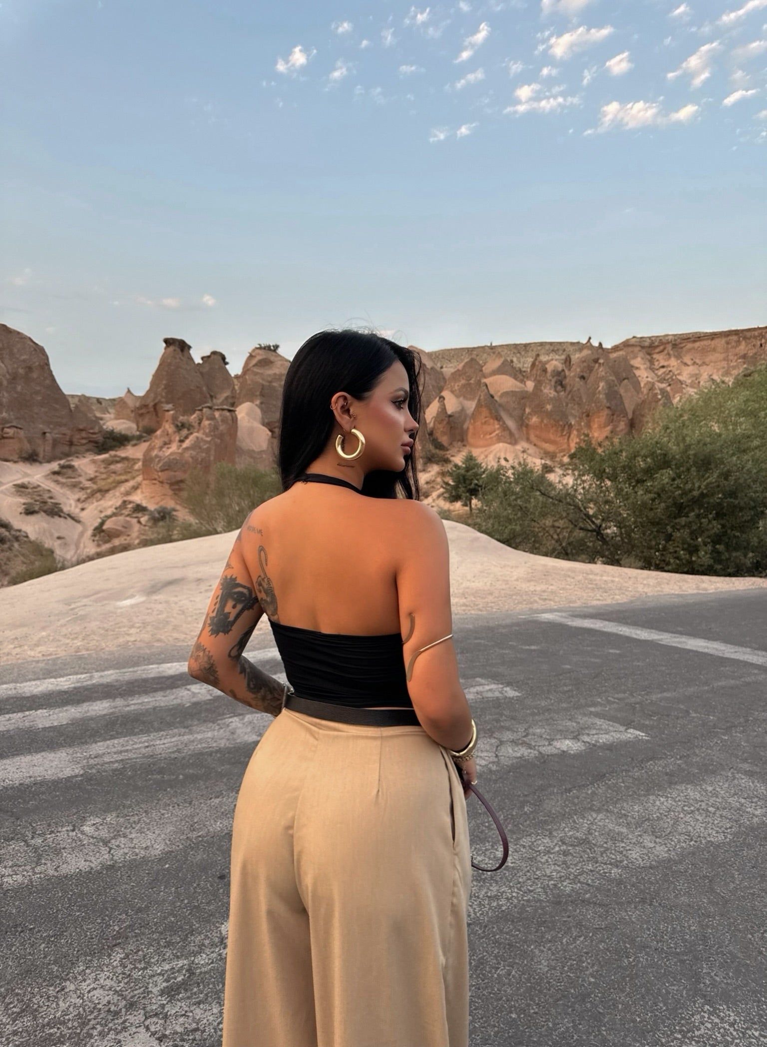 Black Halter Neck Polyamide Crop Top