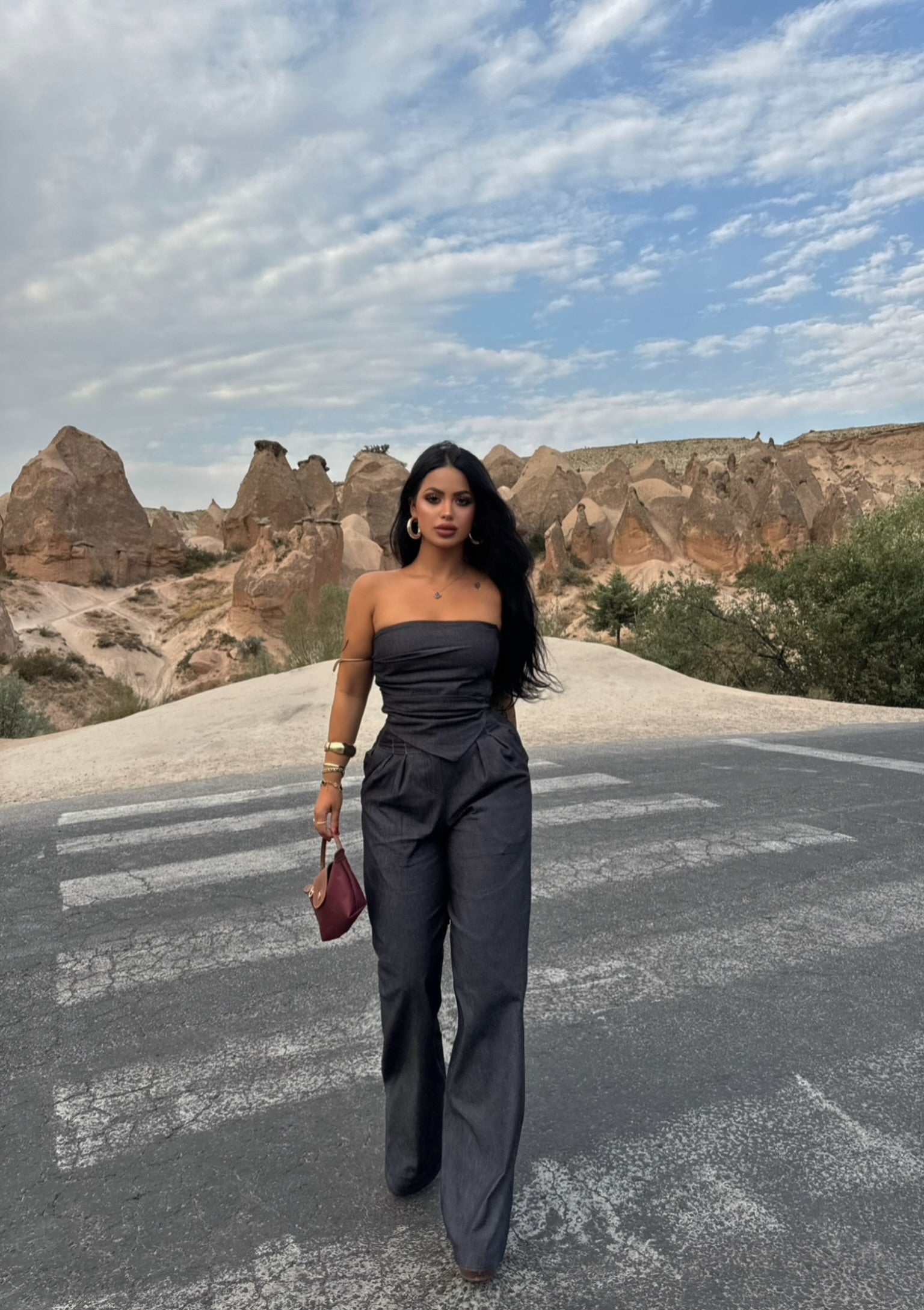 Strapless Denim Two-Piece Set