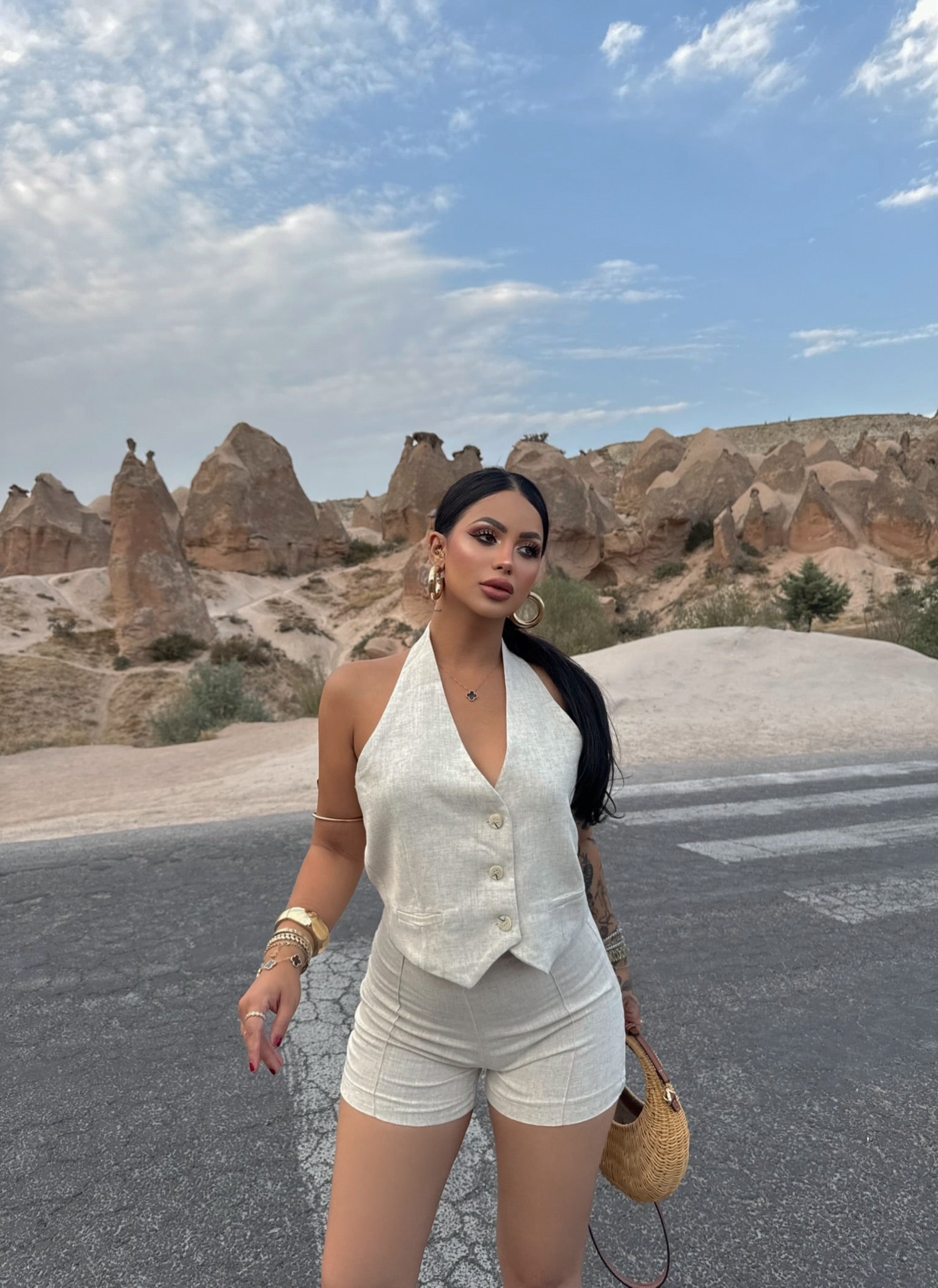 Linen Vest Two-Piece Set