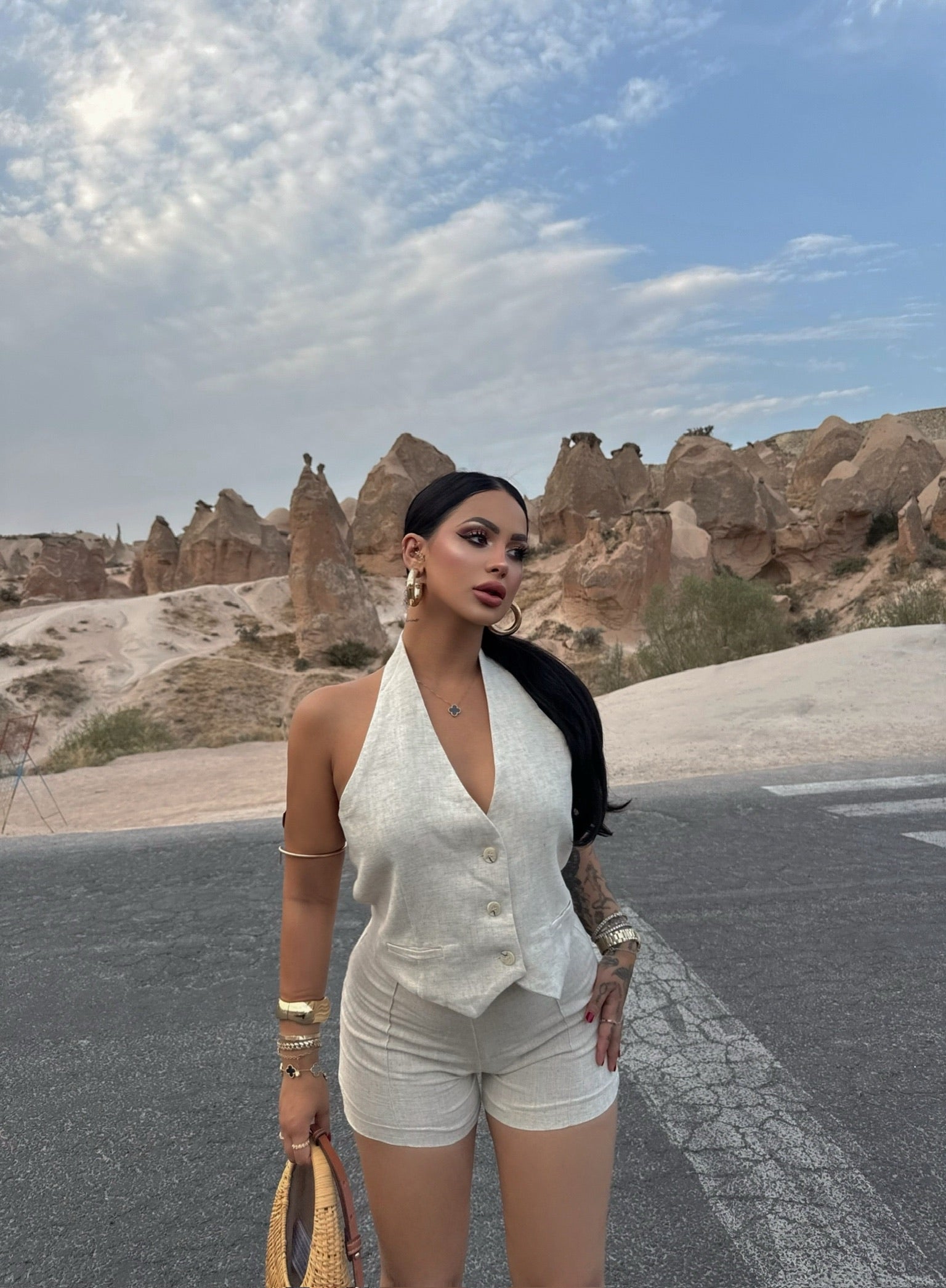 Linen Vest Two-Piece Set