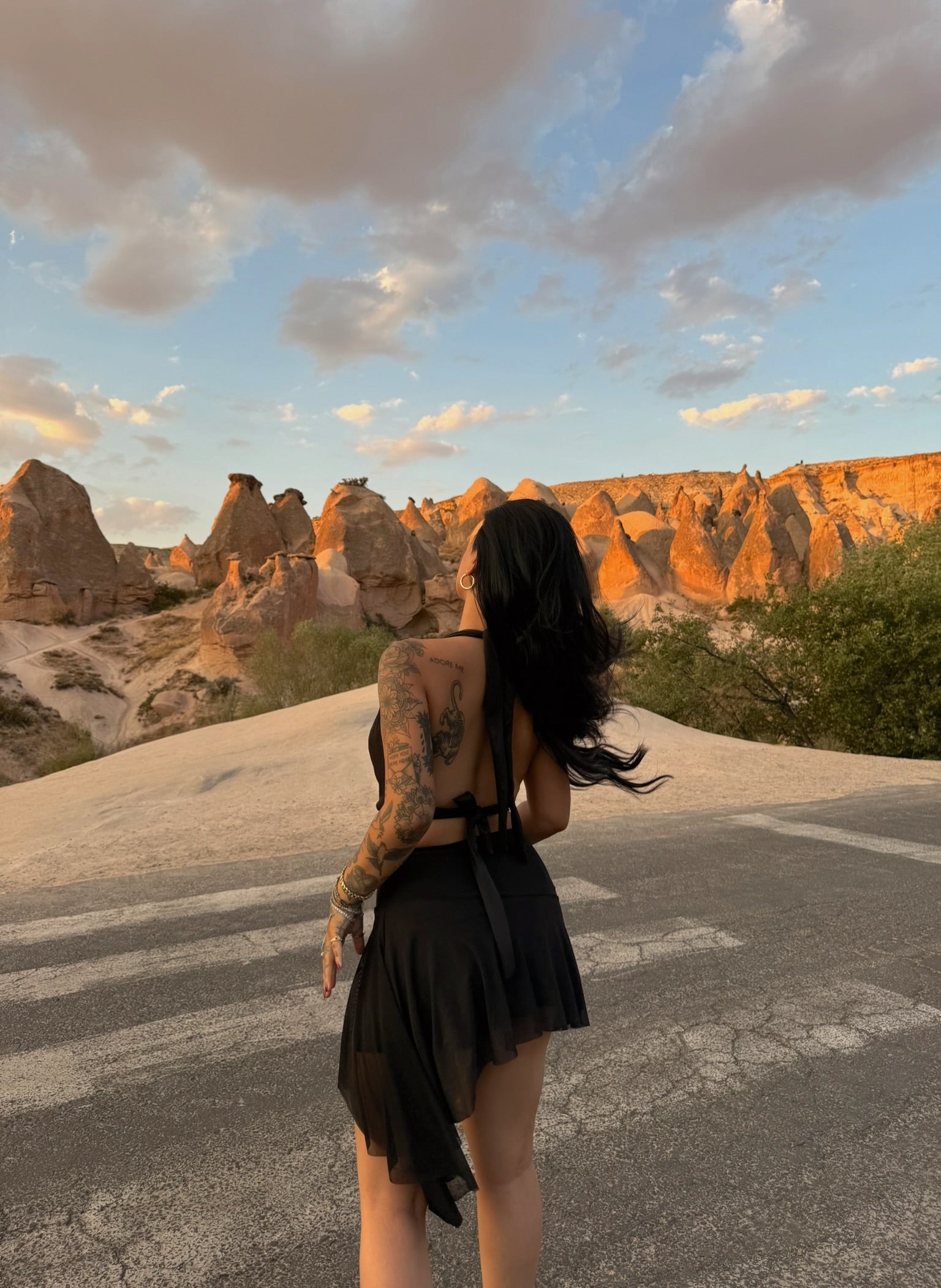 Black Draped Neck Accessory Dress