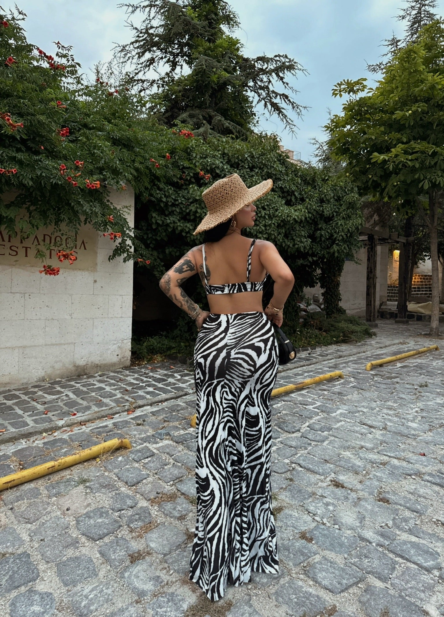 Zebra Side Cutout Maxi Dress