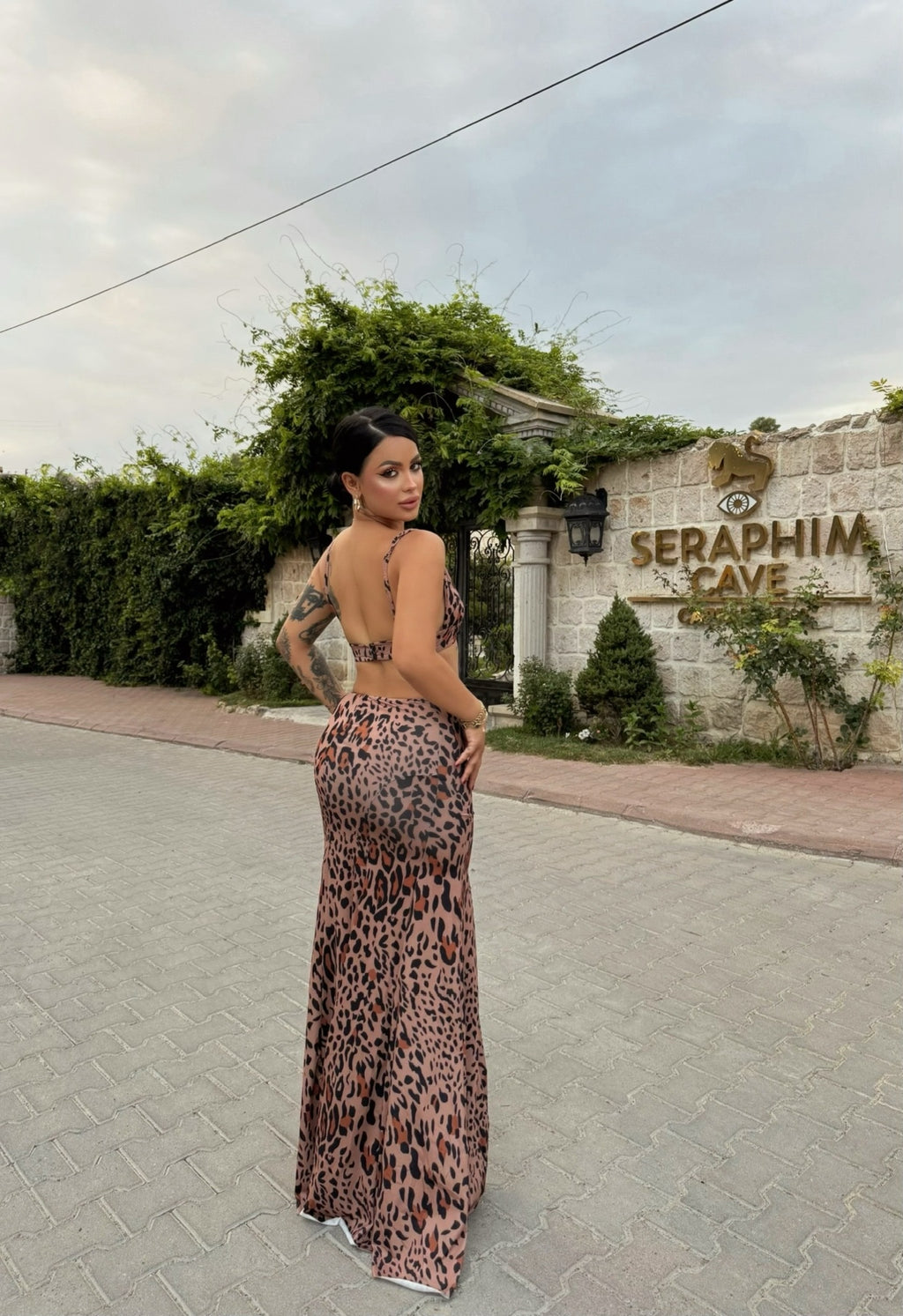 Leopard Side Cutout Maxi Dress