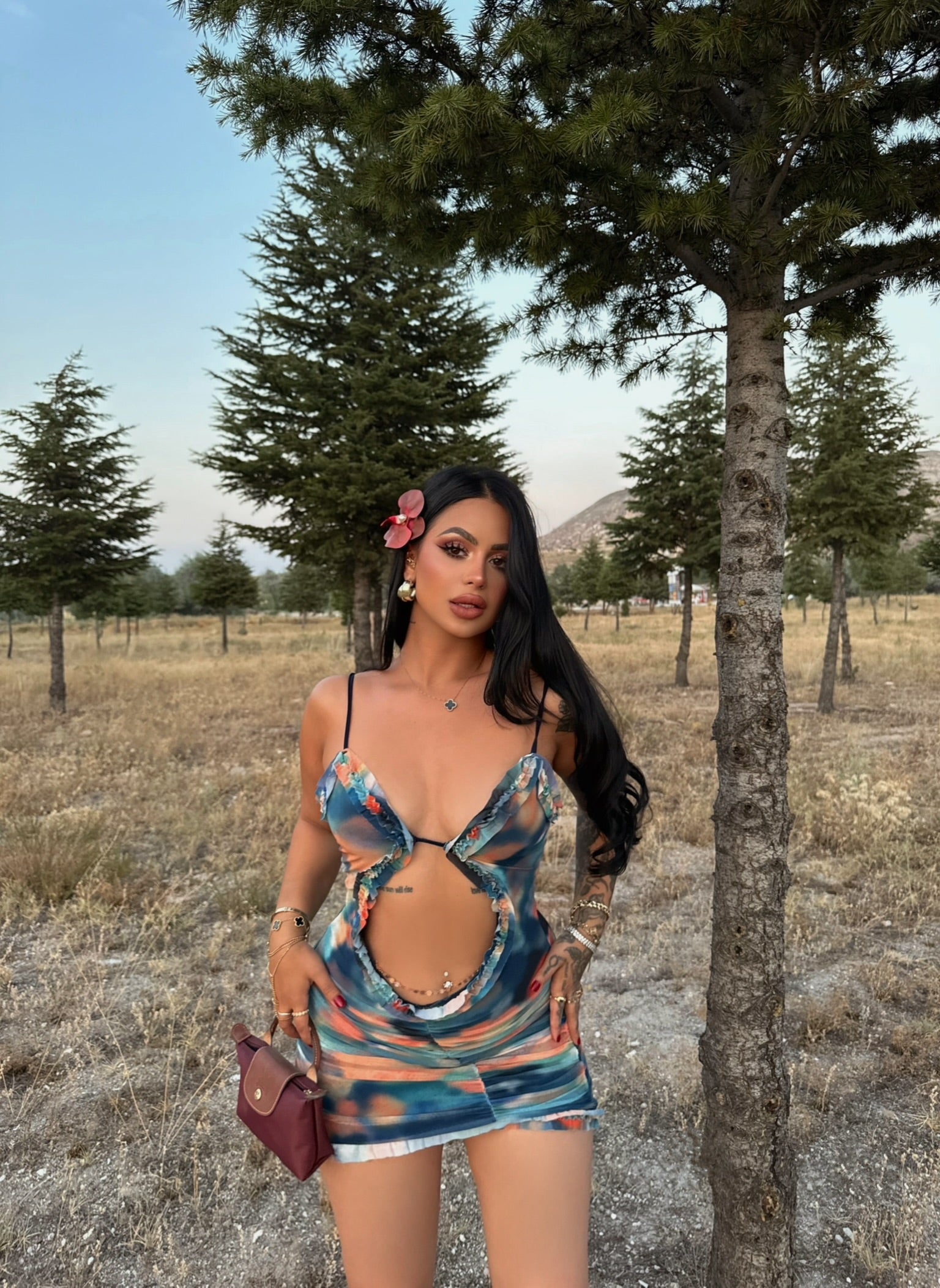 Midnight Belly Cutout Mini Dress
