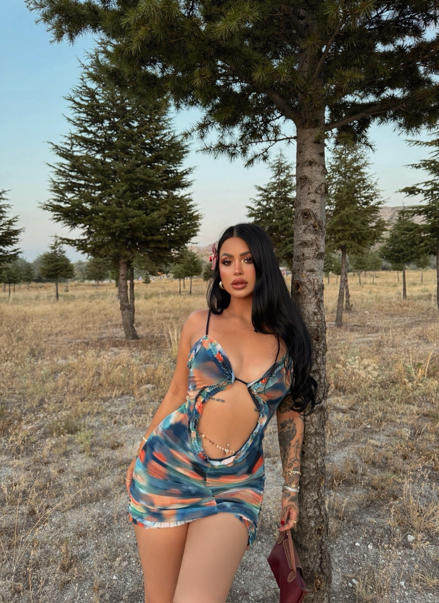 Midnight Belly Cutout Mini Dress
