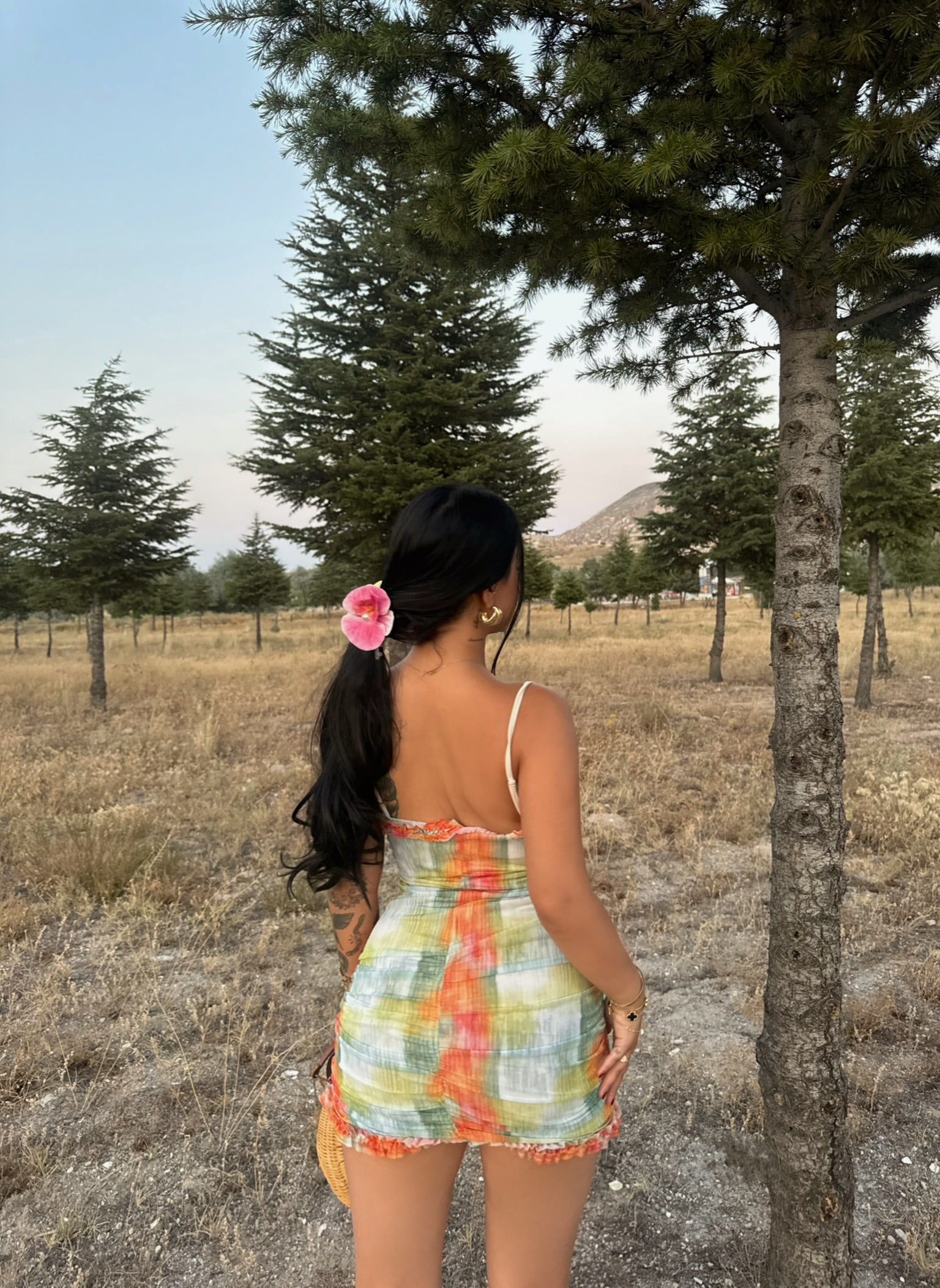 Green Belly Cutout Mini Dress