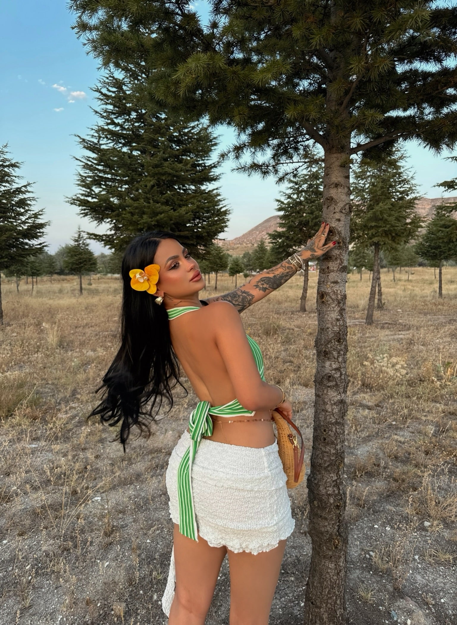 Green Backless Knit Bustier
