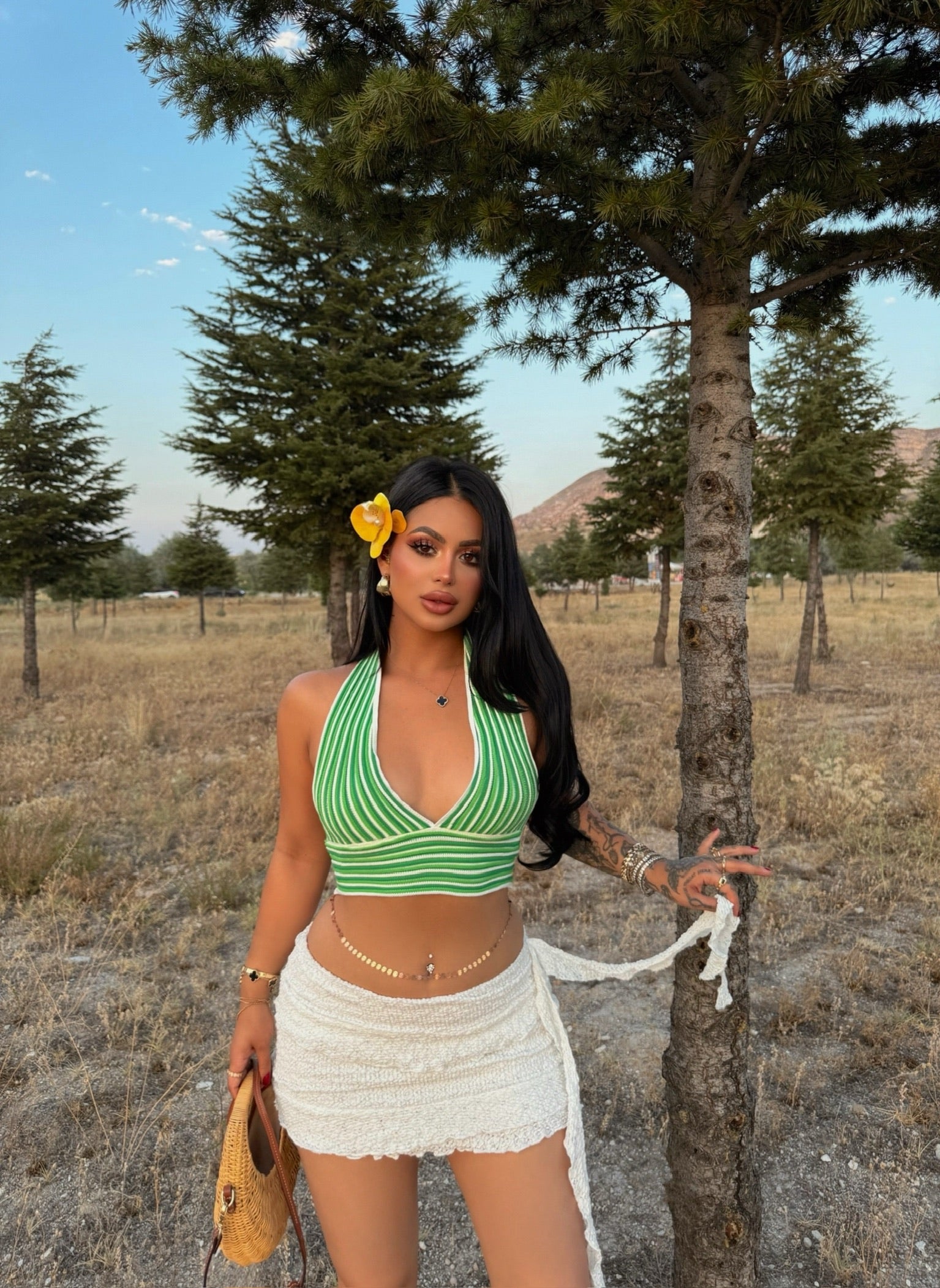 Green Backless Knit Bustier