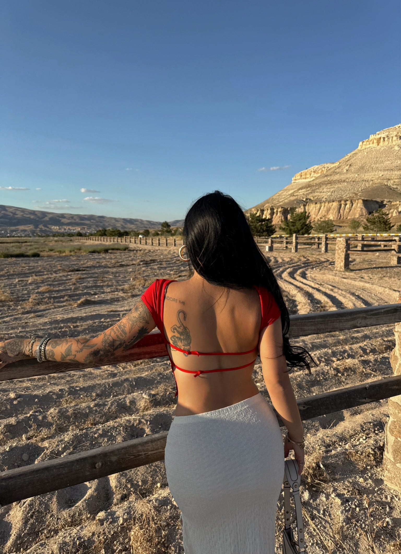 Red Open Back Basic Crop Top
