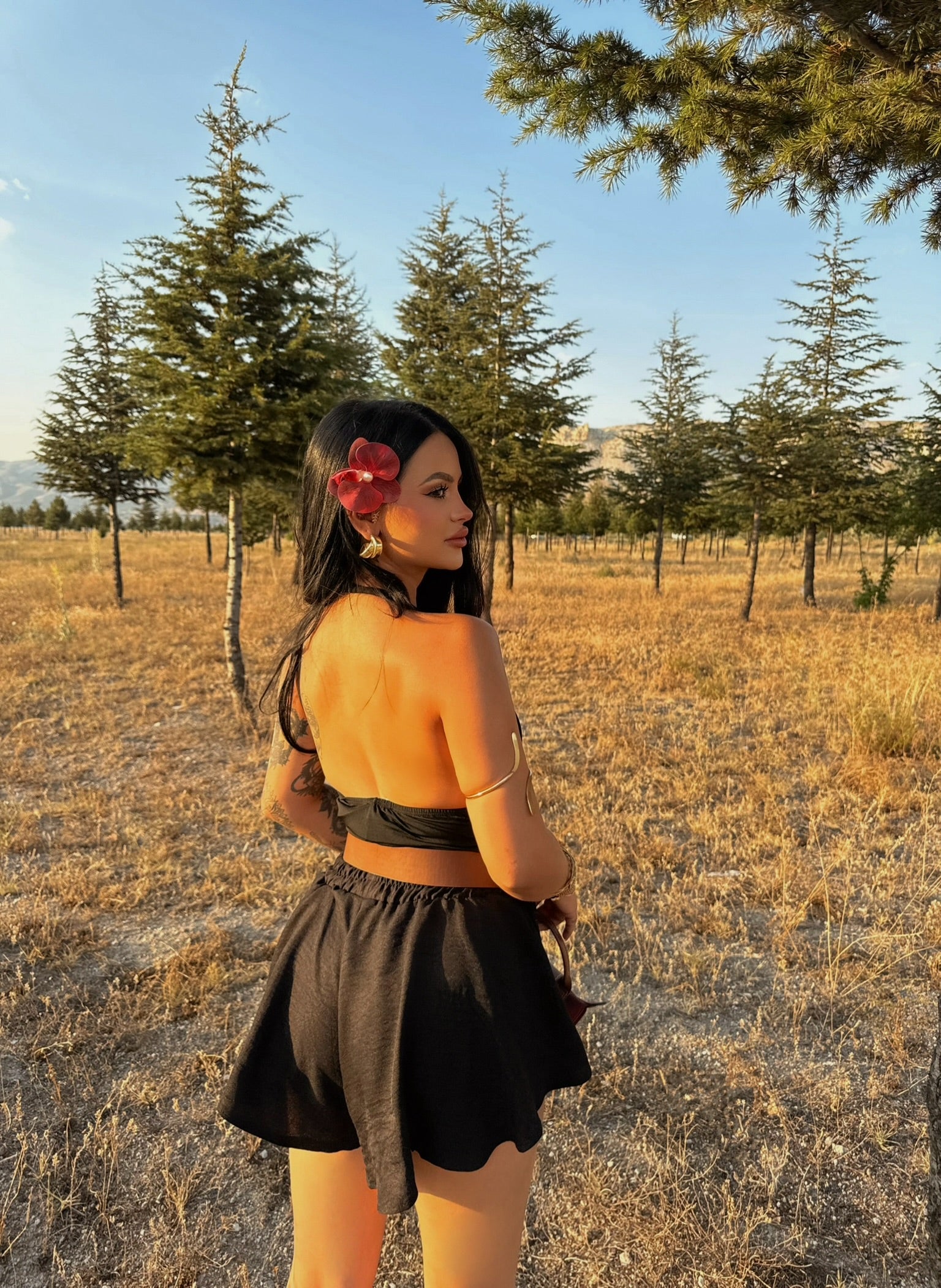 Black Halter Neck Micron Crop Top