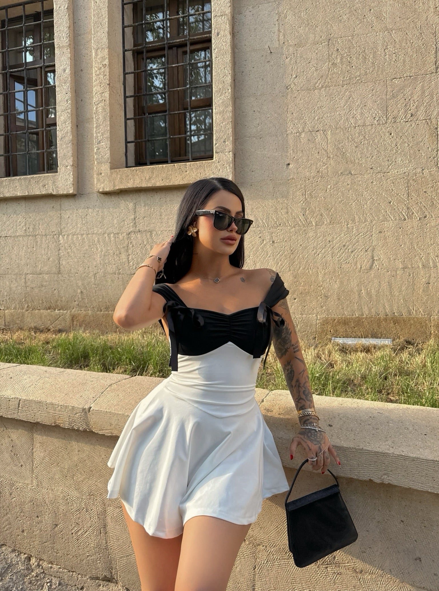 White Rosalie Bow Front Dress