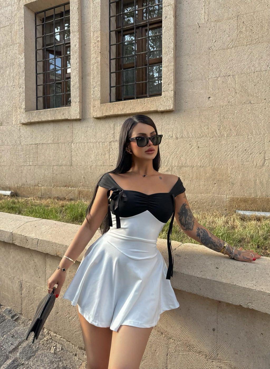 White Rosalie Bow Front Dress
