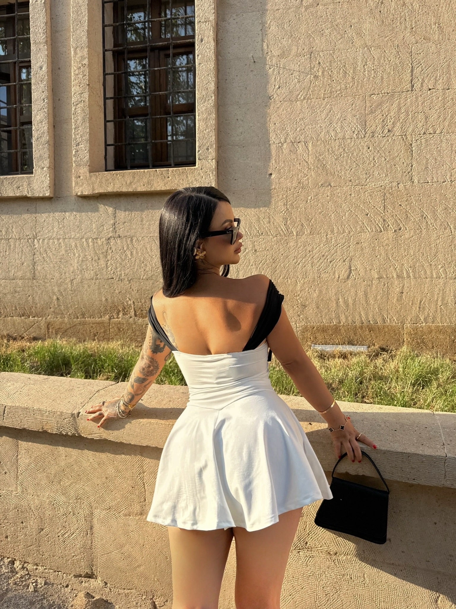 White Rosalie Bow Front Dress
