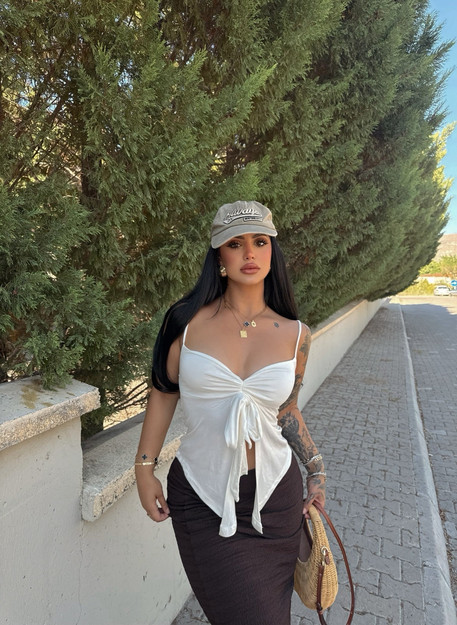 White Bow Front Butterfly Crop Top