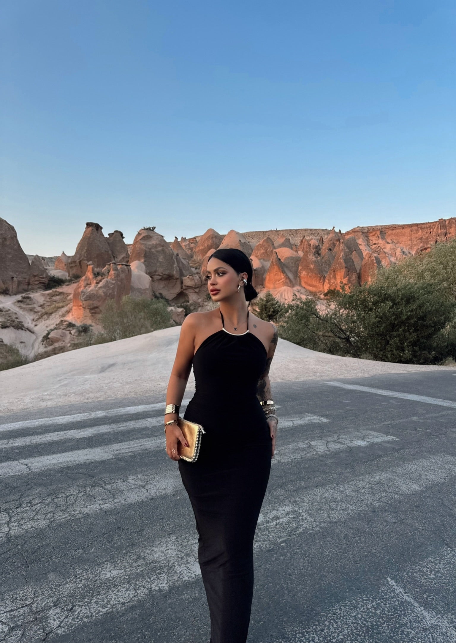 Black Halter Neck Accessory Dress