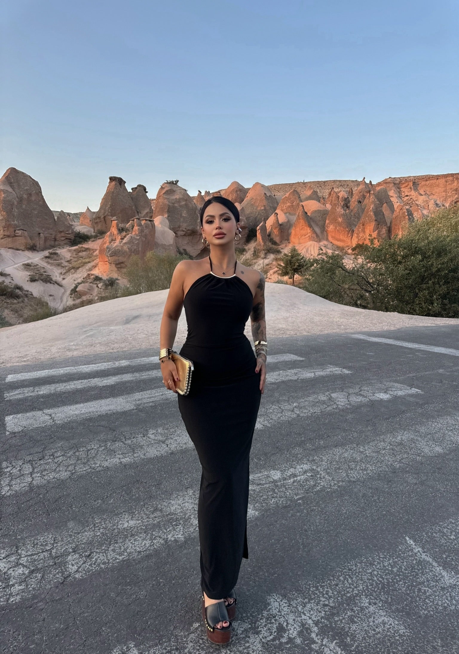 Black Halter Neck Accessory Dress