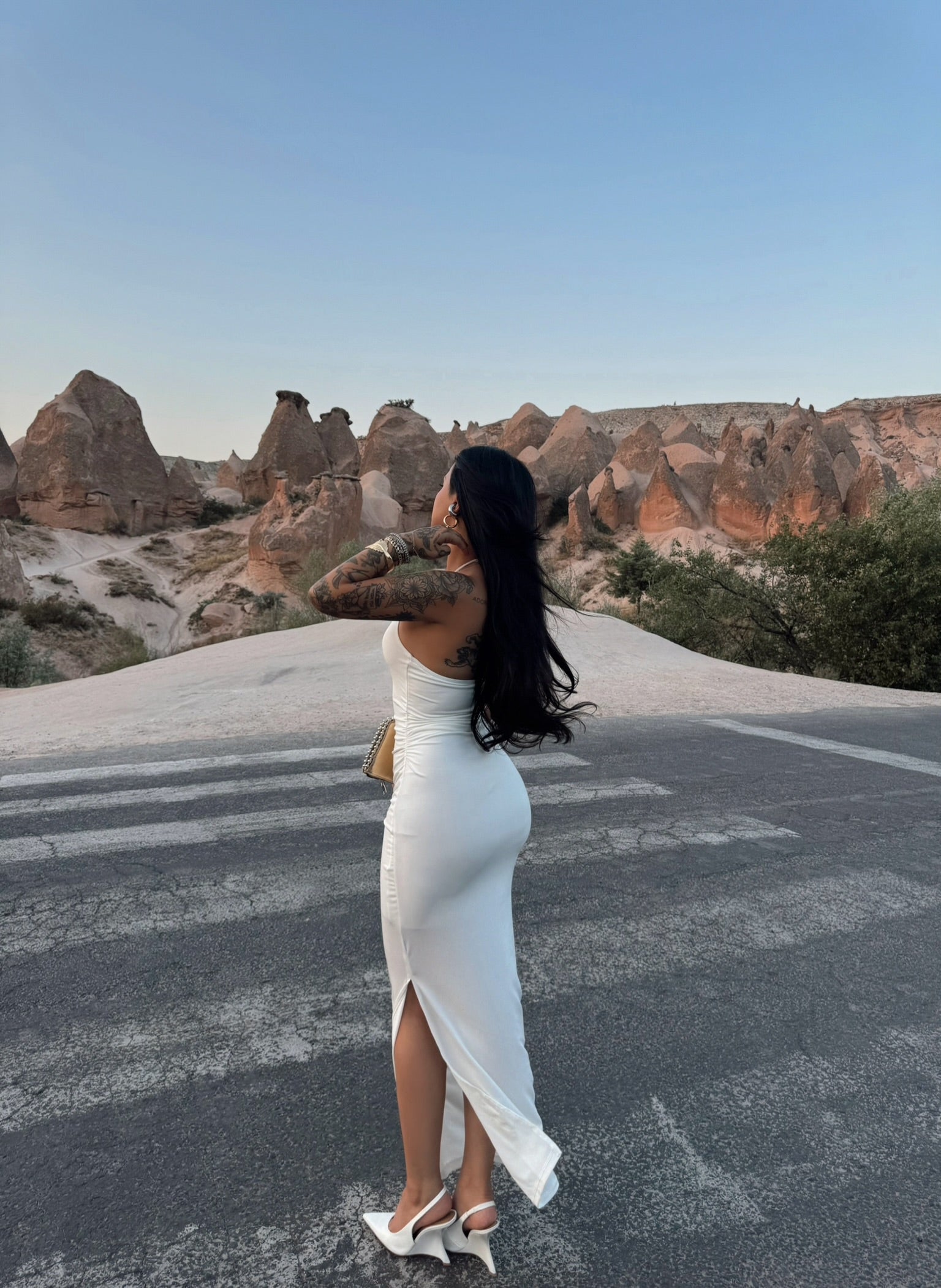 White Halter Neck Accessory Dress