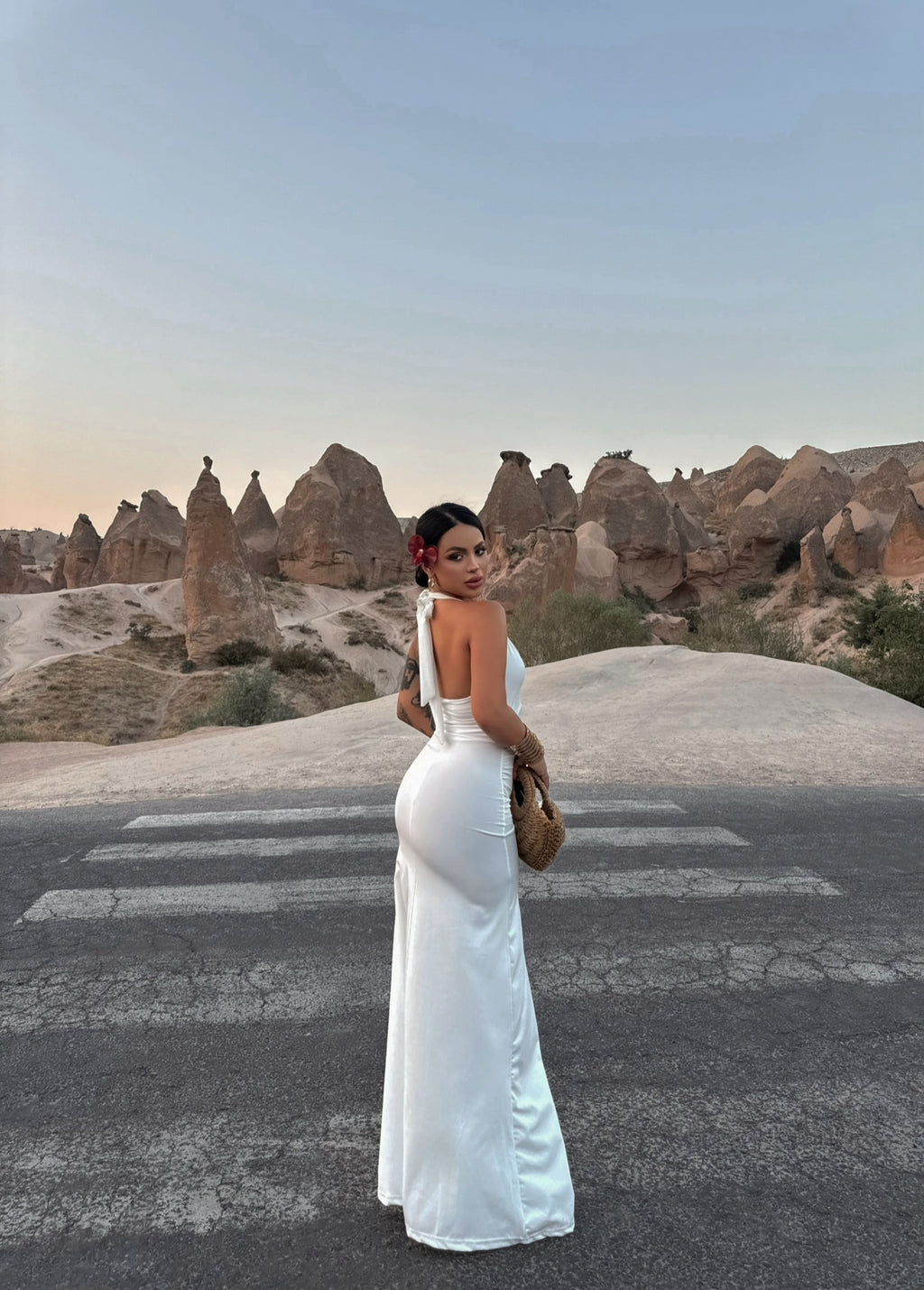 White Halter Neck Maxi Dress