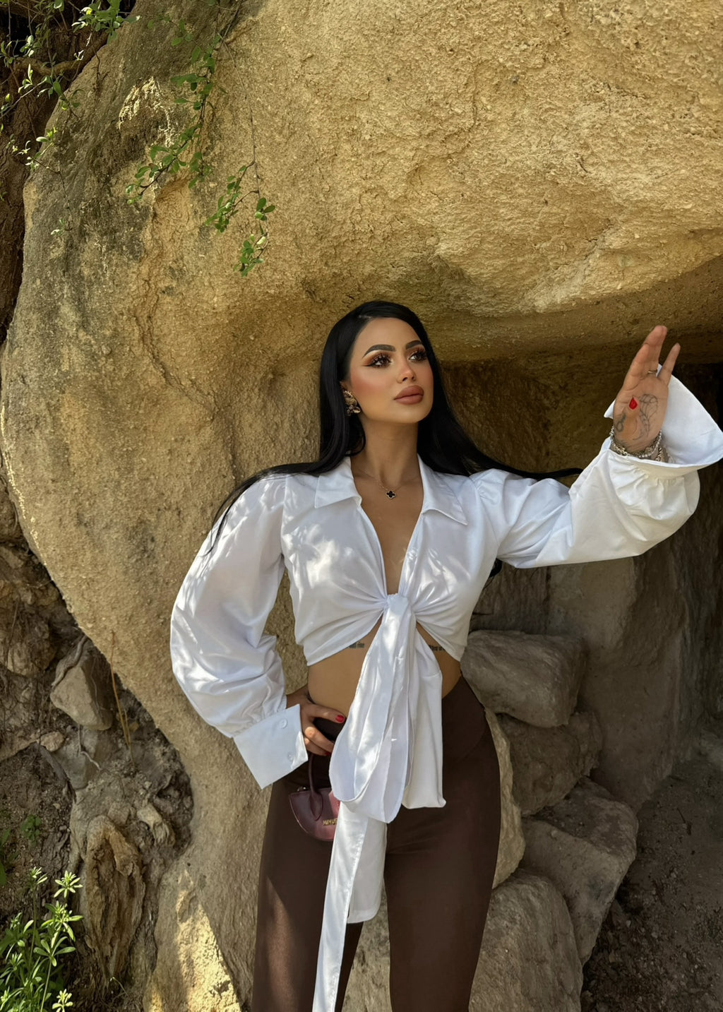 White Wrap Tie-Front Shirt