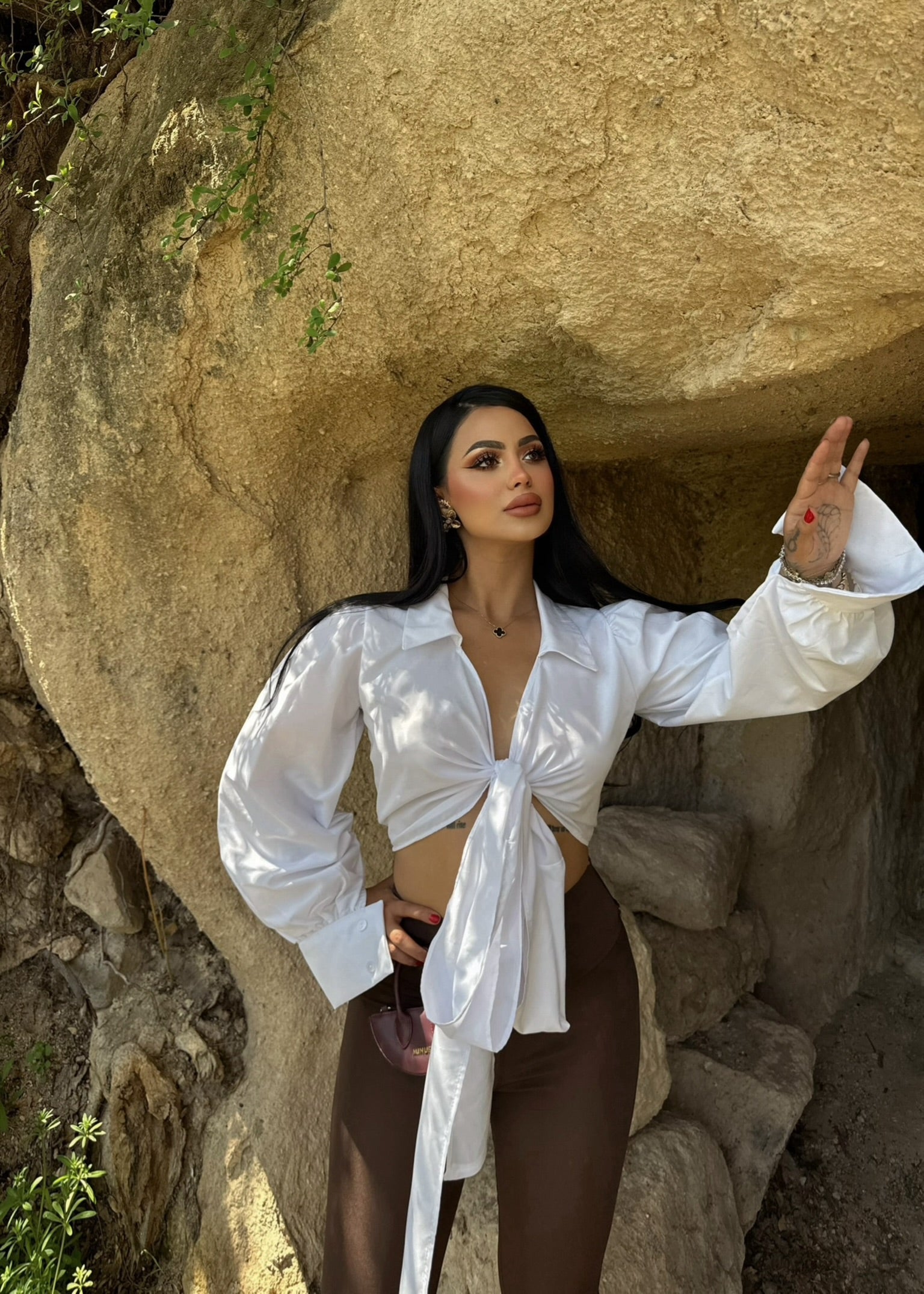 White Wrap Tie-Front Shirt