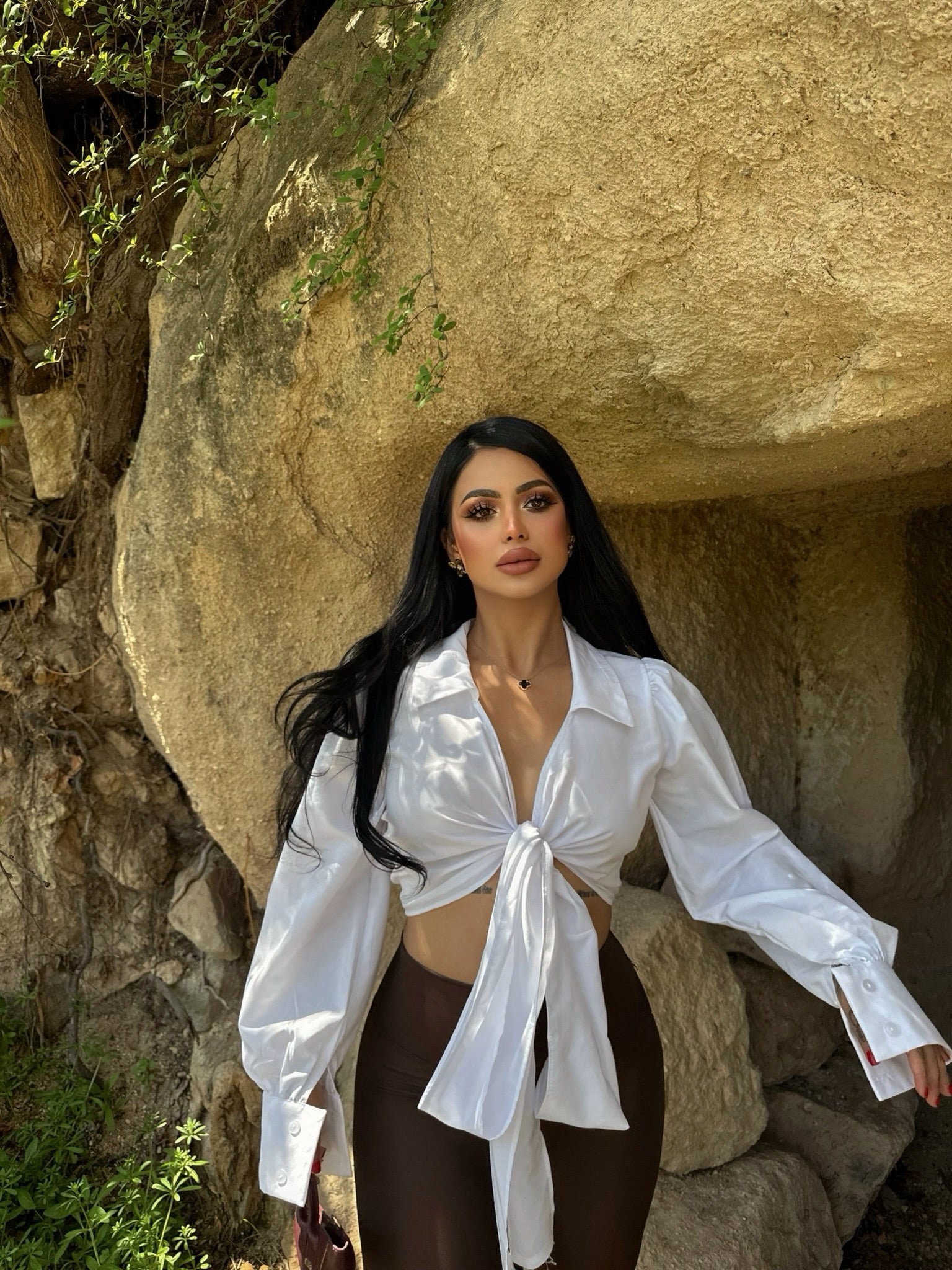 White Wrap Tie-Front Shirt
